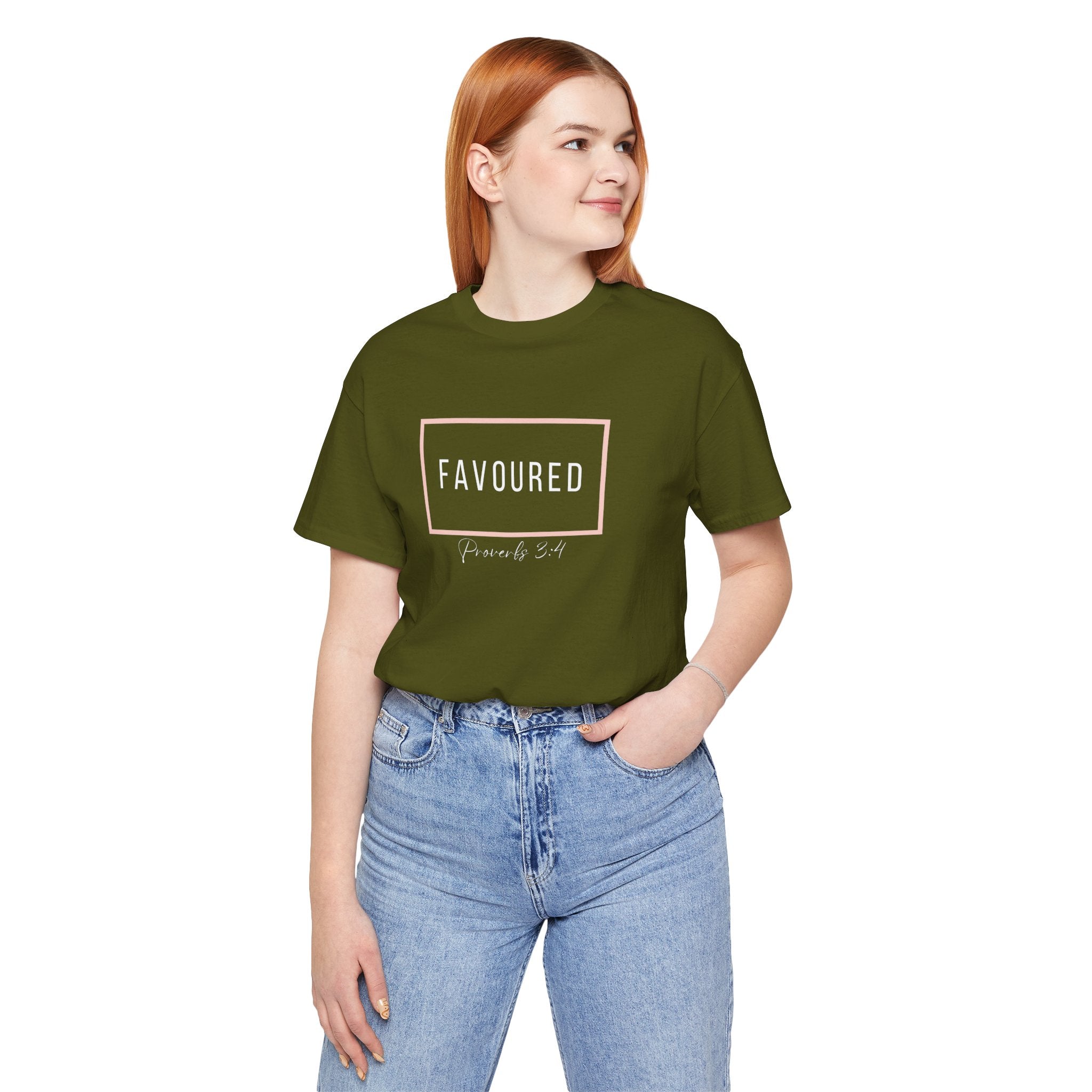 Favoured Christian T-Shirt – Proverbs 3:4 Scripture Tee | Faith-Based Unisex Shirt