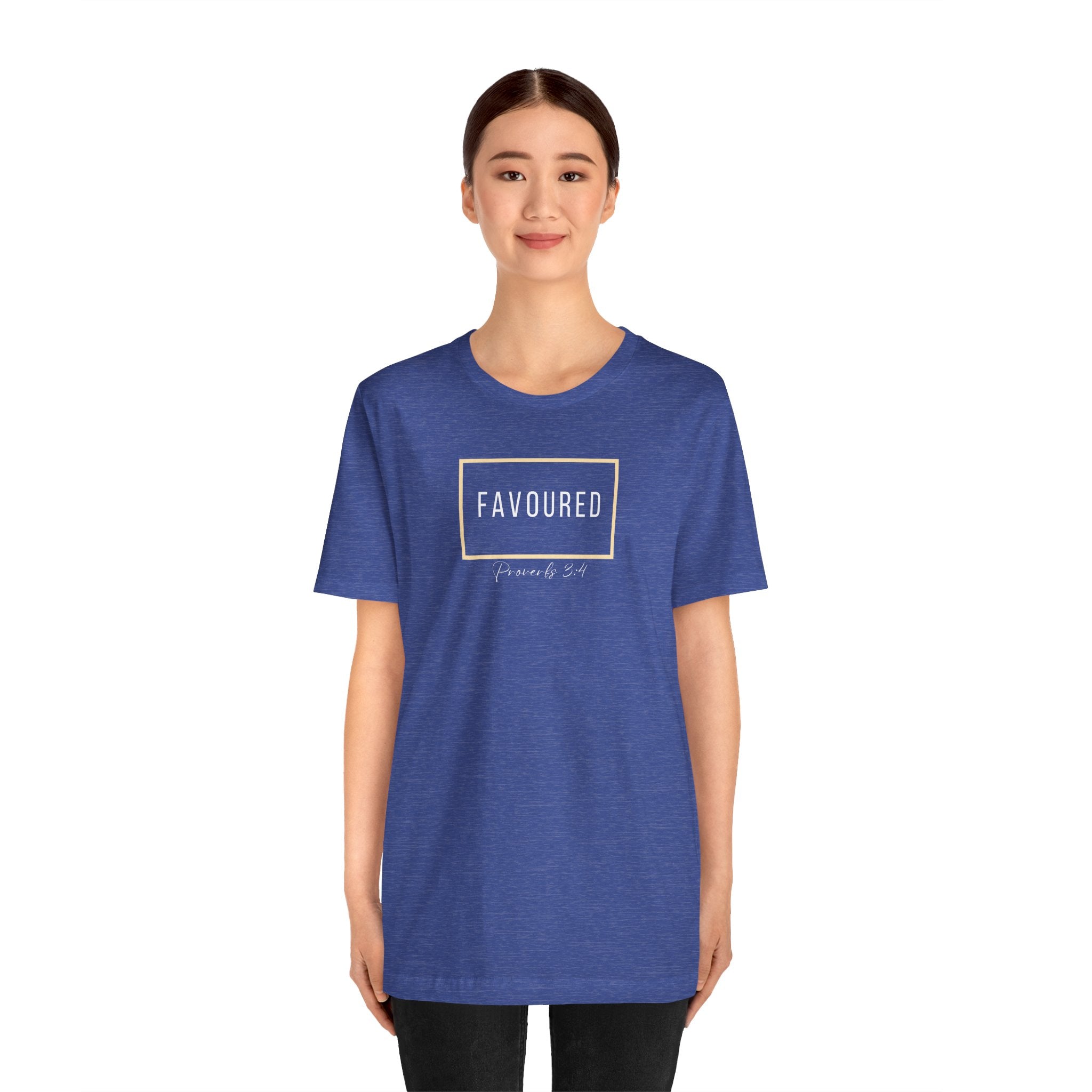 Favoured Christian T-Shirt – Proverbs 3:4 Scripture Tee | Faith-Based Unisex Shirt
