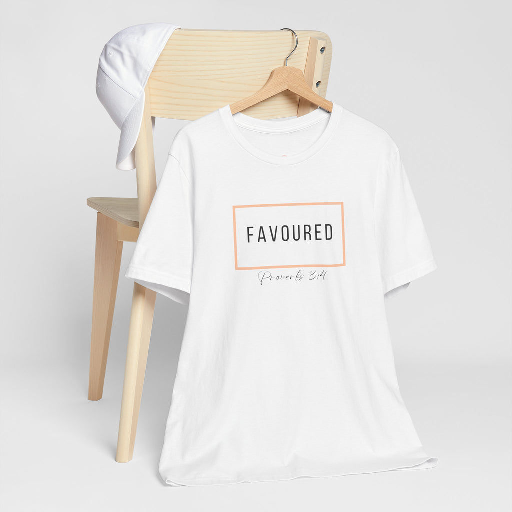Favoured Christian T-Shirt – Proverbs 3:4 Scripture Tee | Faith-Based Unisex Shirt