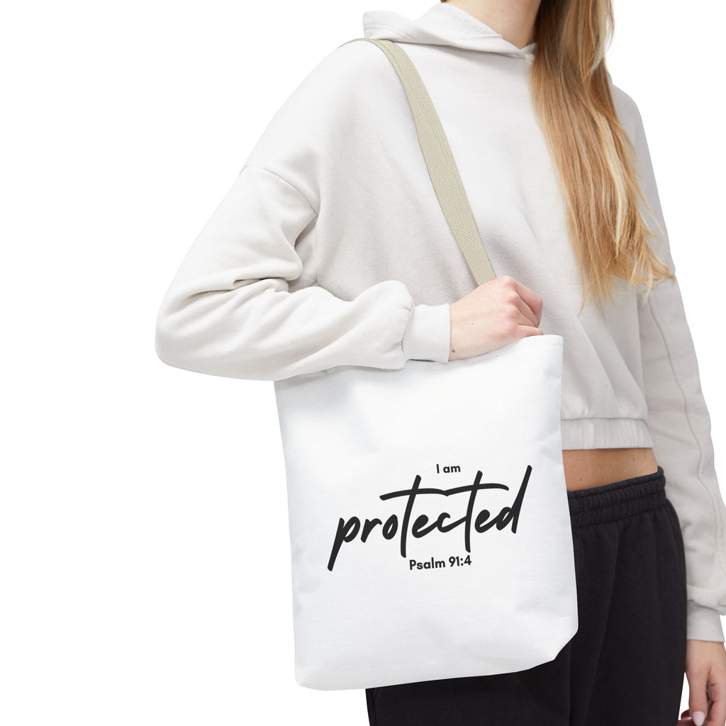 I Am Protected Tote Bag — Psalm 91:4 Christian Scripture Canvas Tote | Faith-Based Carryall
