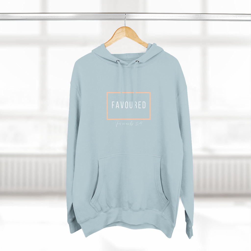 Favoured Christian Hoodie – Proverbs 3:4 Scripture Minimalist Hoodie | Faith-Based Unisex Fleece Pullover