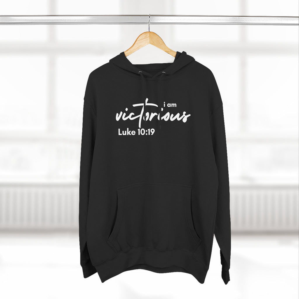 I Am Victorious Hoodie — Luke 10:19 Christian Scripture Fleece Pullover