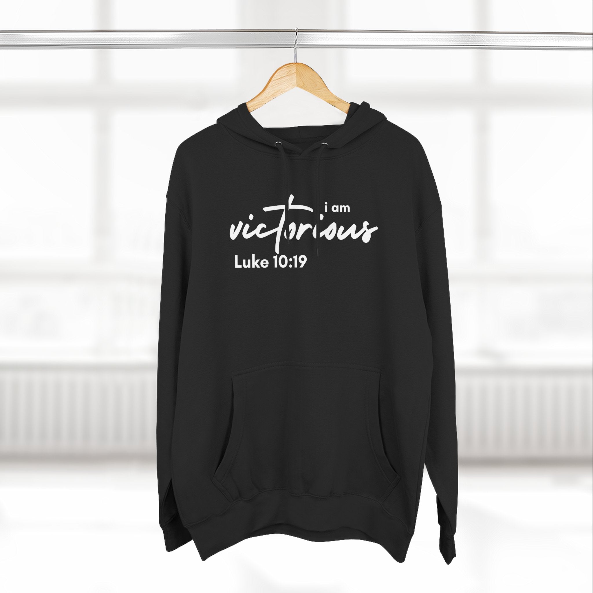 I Am Victorious Hoodie — Luke 10:19 Christian Scripture Fleece Pullover