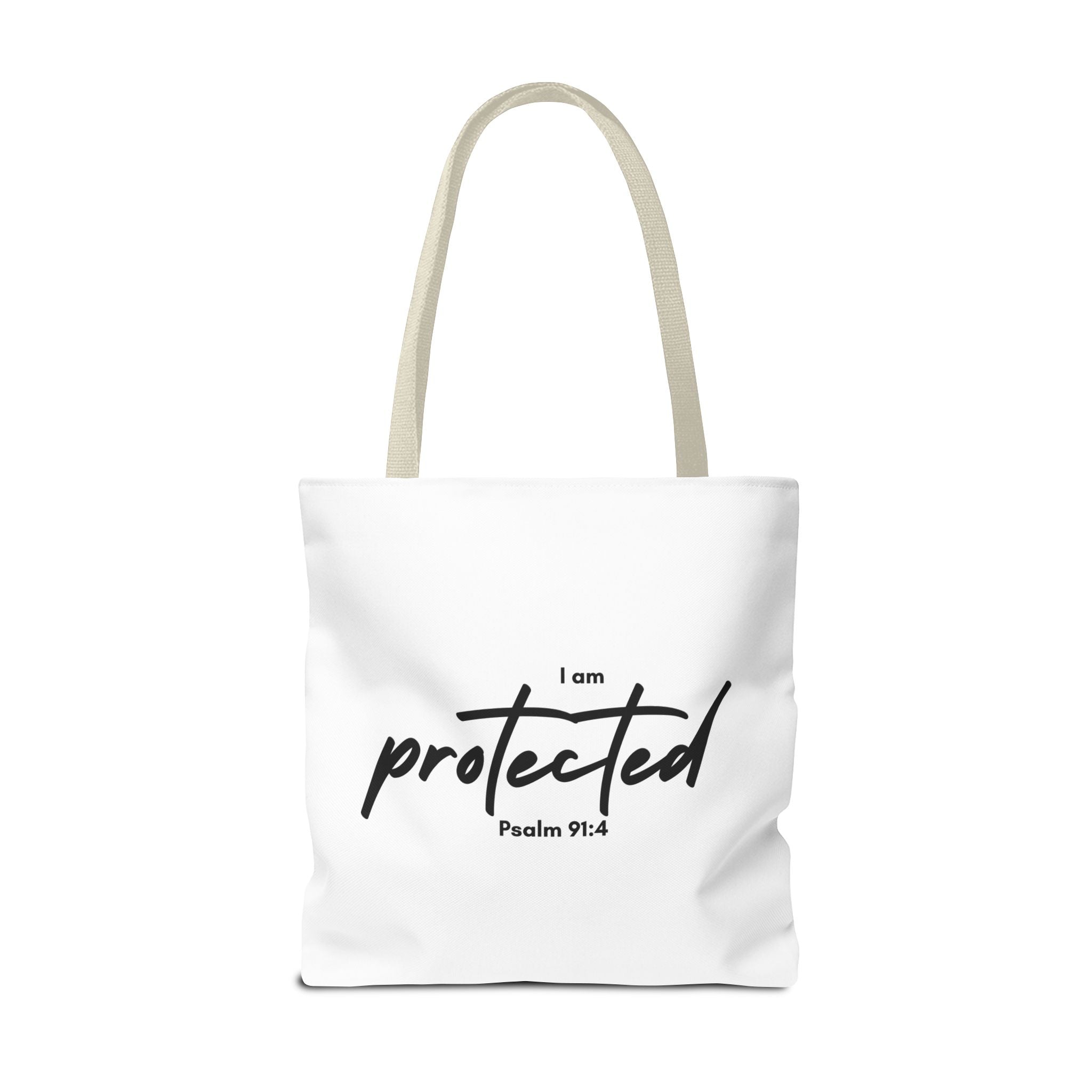 I Am Protected Tote Bag — Psalm 91:4 Christian Scripture Canvas Tote | Faith-Based Carryall