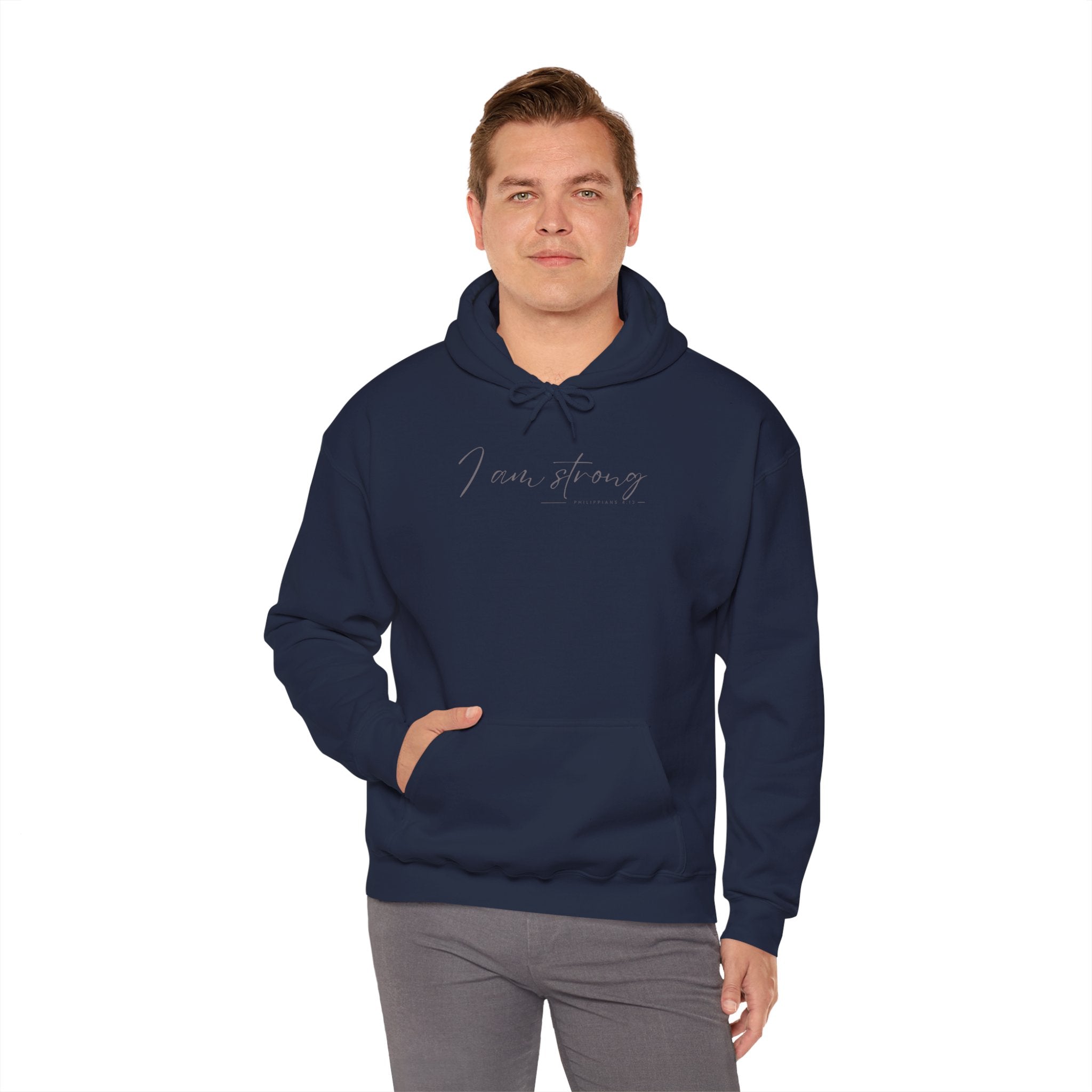 I Am Strong Hoodie – Philippians 4:13 Christian Unisex Faith Sweatshirt