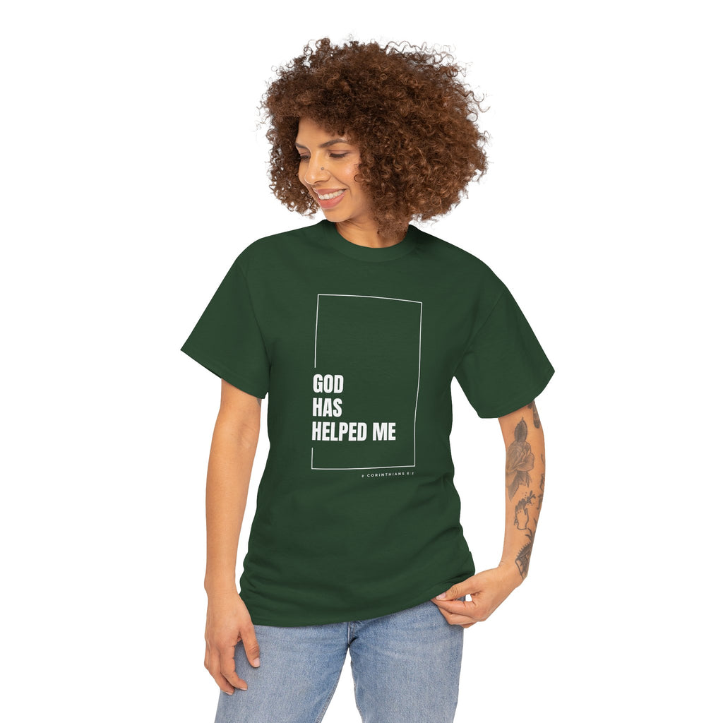 God Has Helped Me Christian T-Shirt – 2 Corinthians 6:2 Faith Tee | Unisex Heavy Cotton Shirt