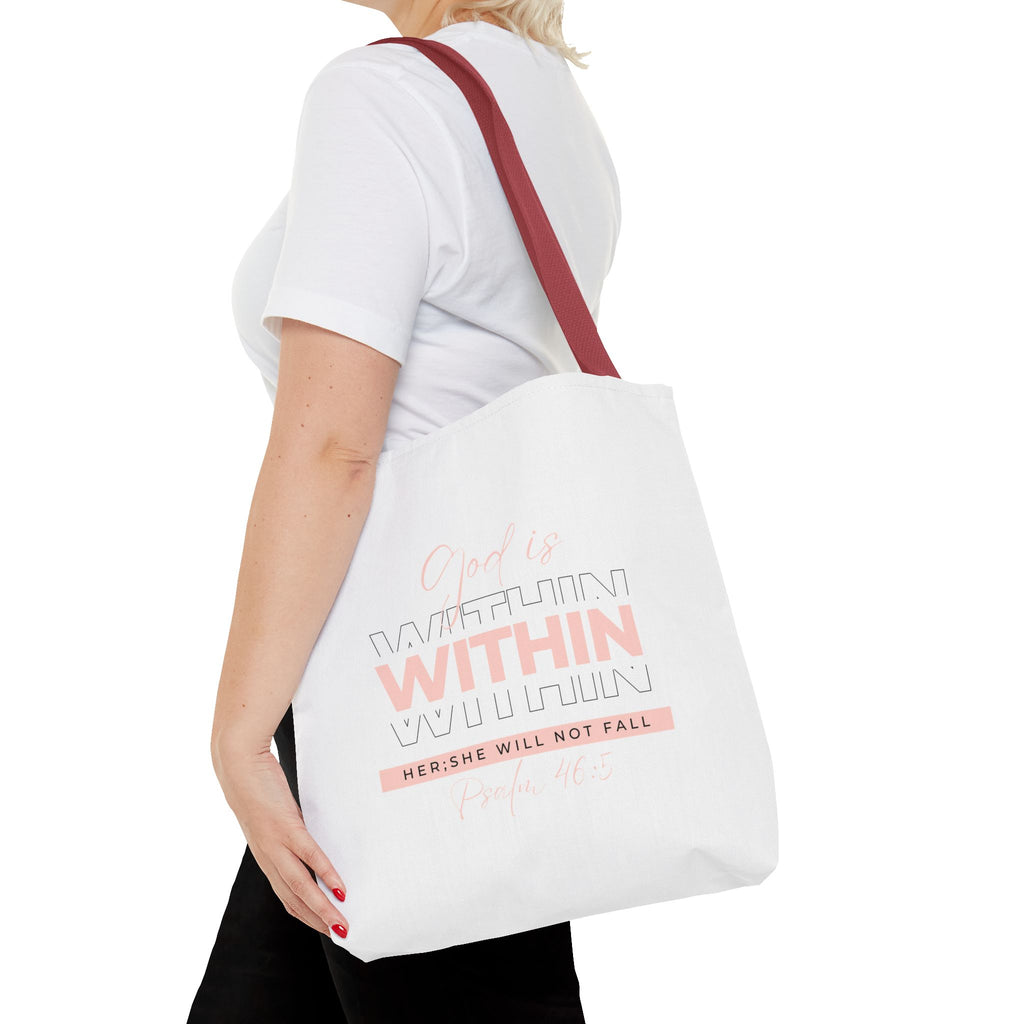 God Is Within Her Tote Bag – Psalm 46:5 Christian Scripture Tote for Women