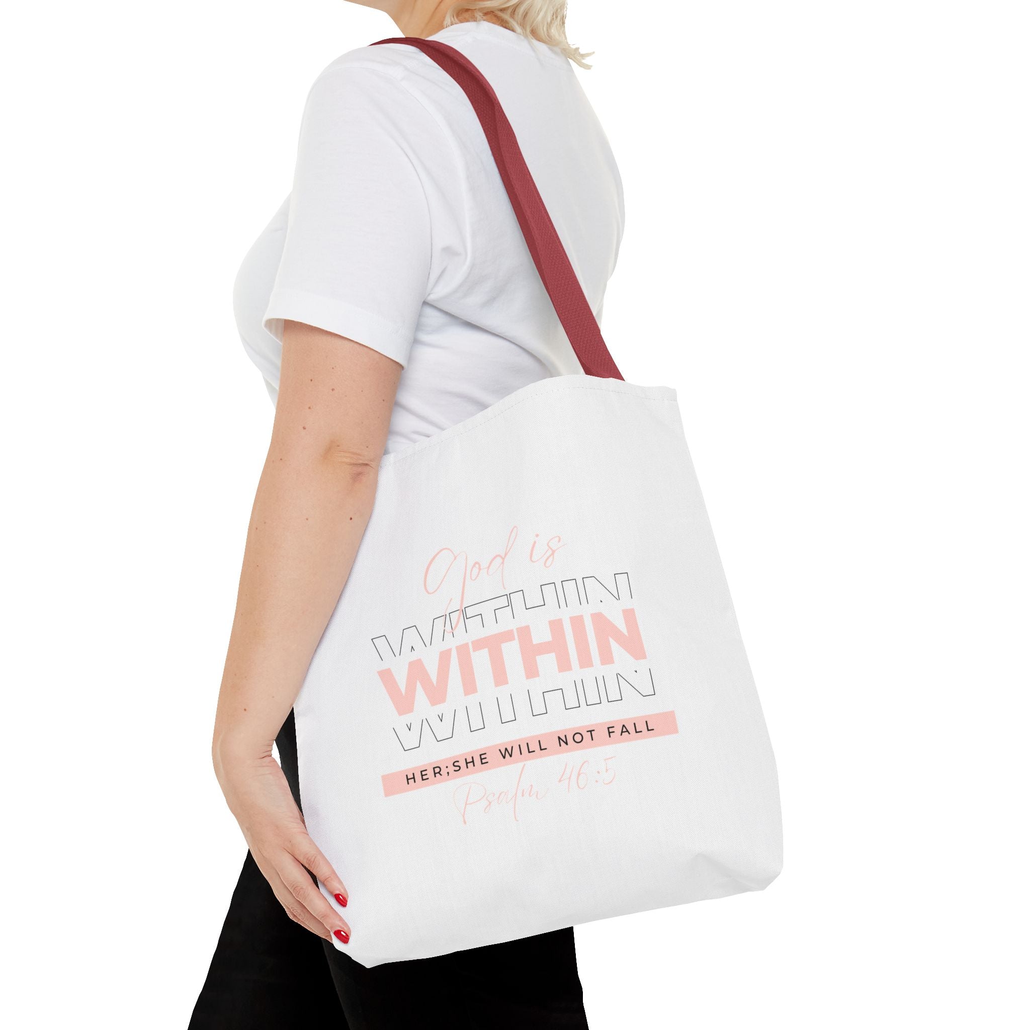 God Is Within Her Tote Bag – Psalm 46:5 Christian Scripture Tote for Women