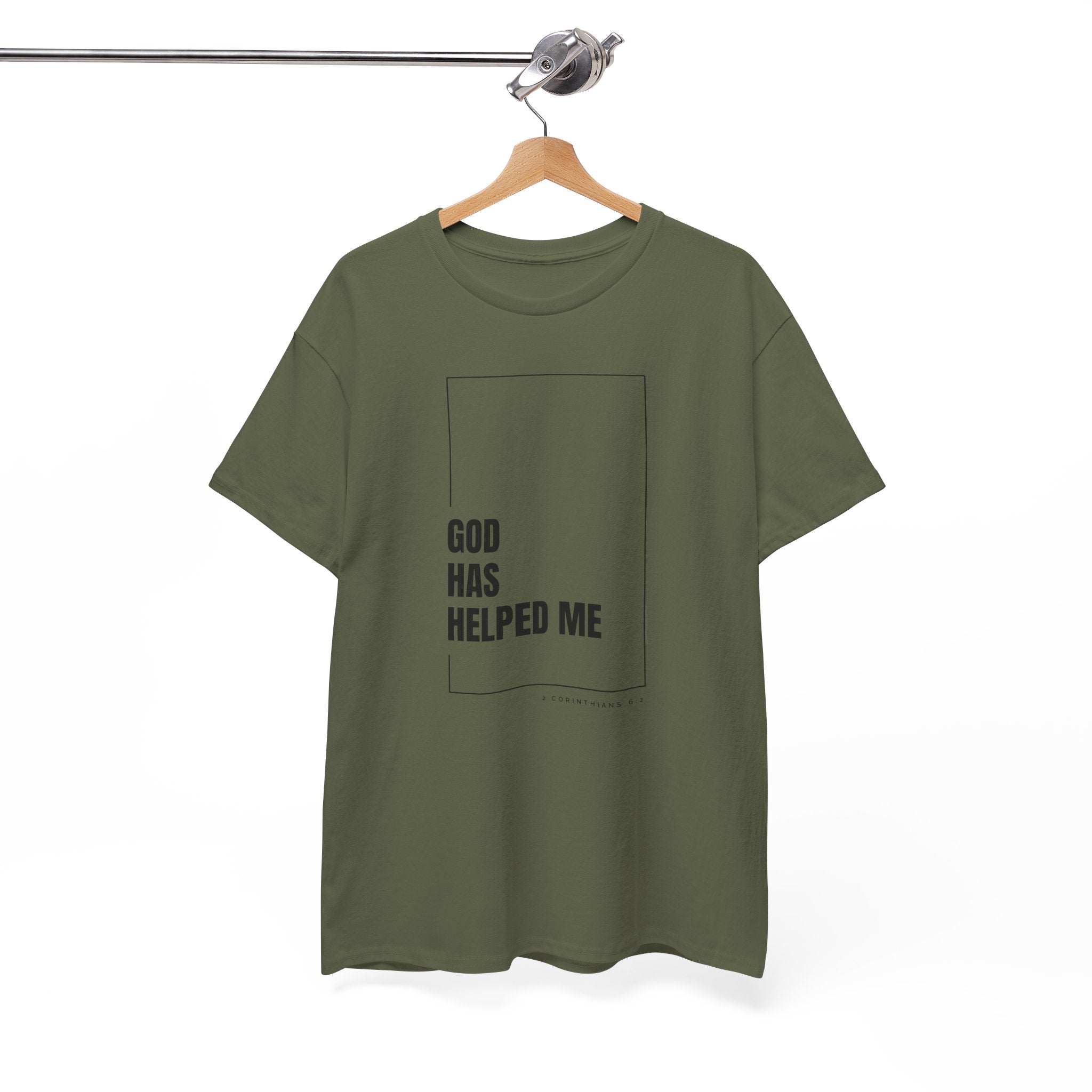 God Has Helped Me Christian T-Shirt – 2 Corinthians 6:2 Faith Tee | Unisex Heavy Cotton Shirt