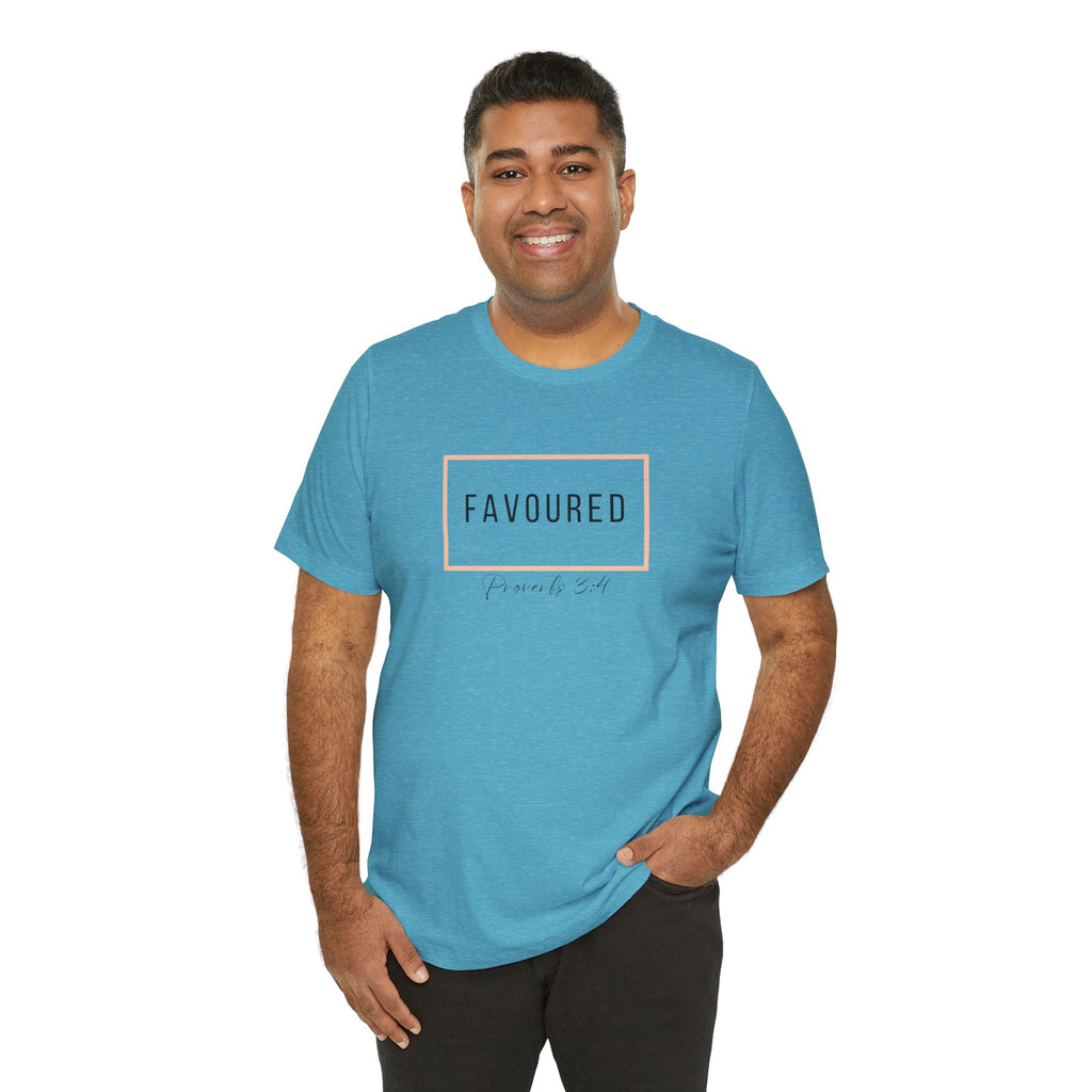Favoured Christian T-Shirt – Proverbs 3:4 Scripture Tee | Faith-Based Unisex Shirt