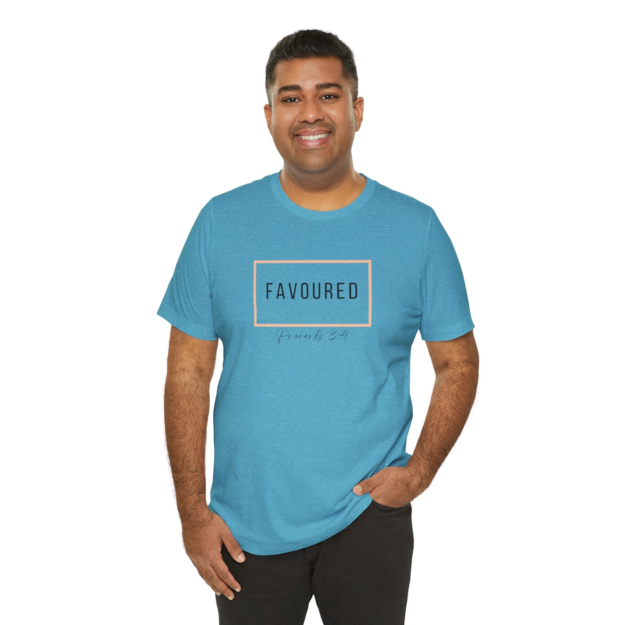 Favoured Christian T-Shirt – Proverbs 3:4 Scripture Tee | Faith-Based Unisex Shirt