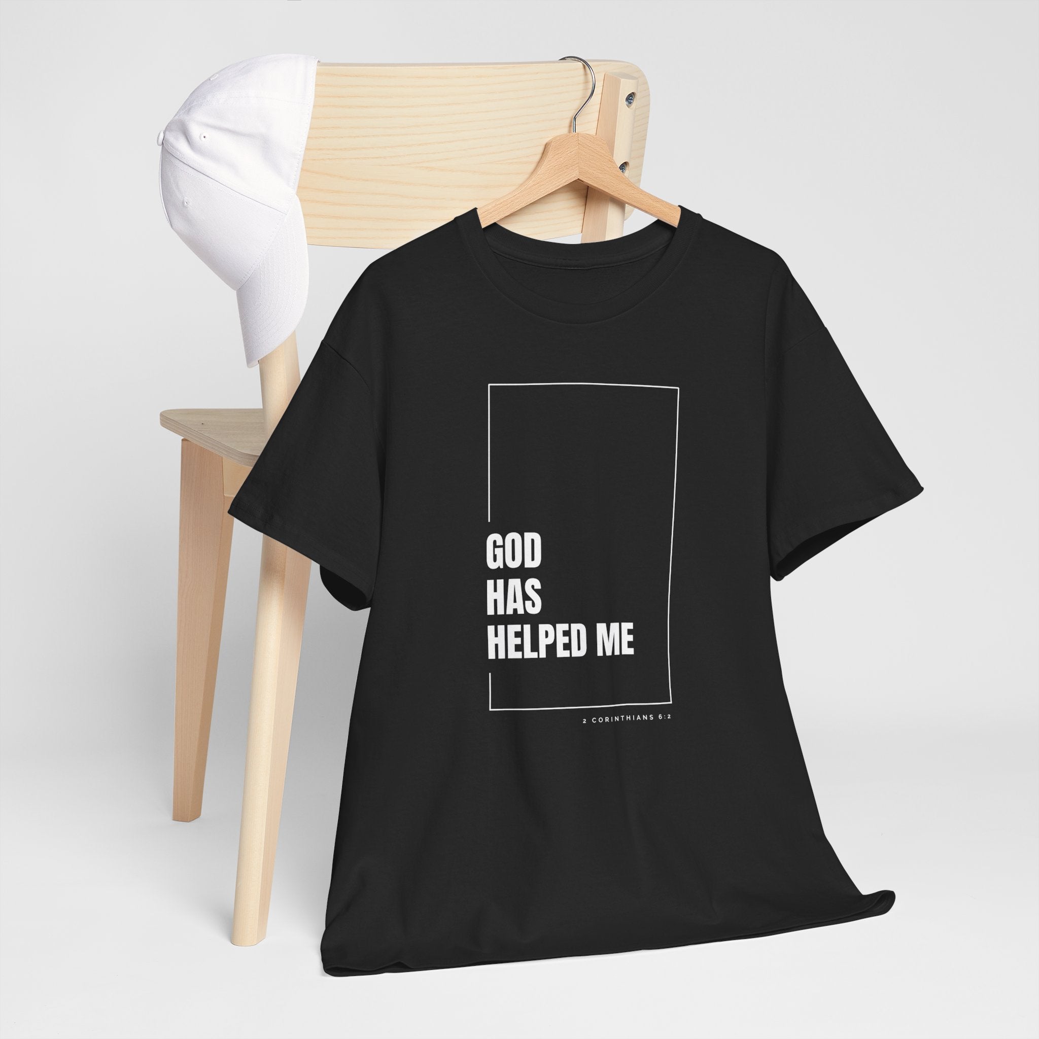 God Has Helped Me Christian T-Shirt – 2 Corinthians 6:2 Faith Tee | Unisex Heavy Cotton Shirt