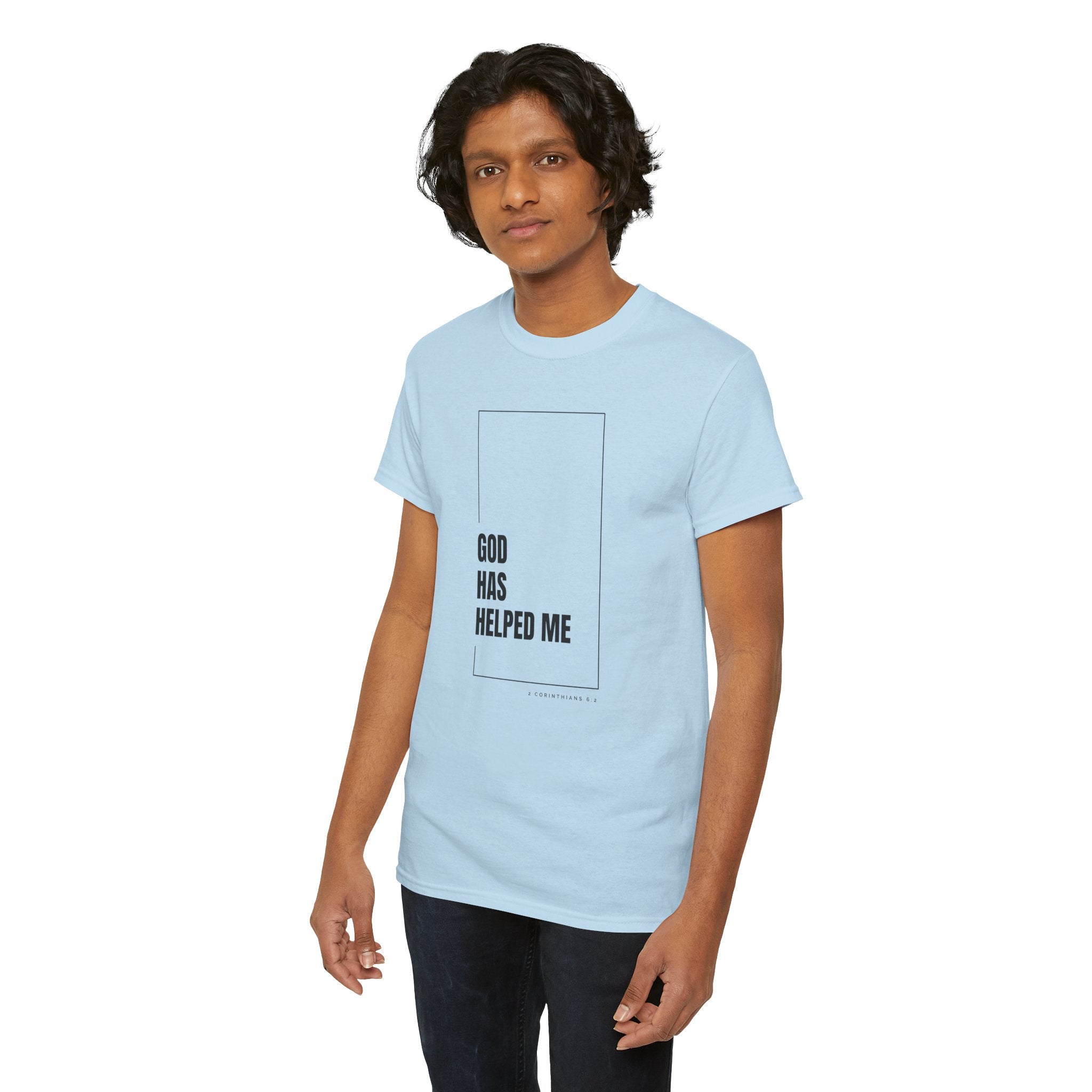 God Has Helped Me Christian T-Shirt – 2 Corinthians 6:2 Faith Tee | Unisex Heavy Cotton Shirt