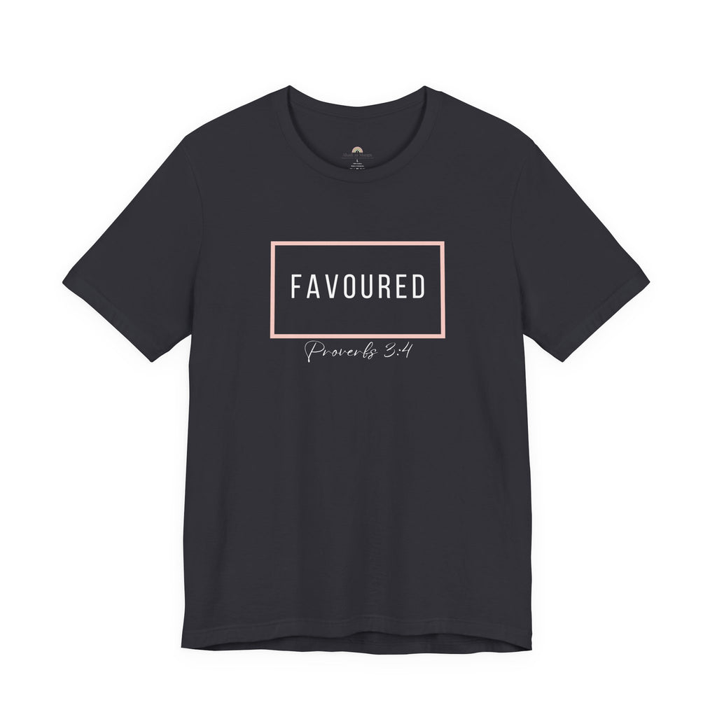 Favoured Christian T-Shirt – Proverbs 3:4 Scripture Tee | Faith-Based Unisex Shirt