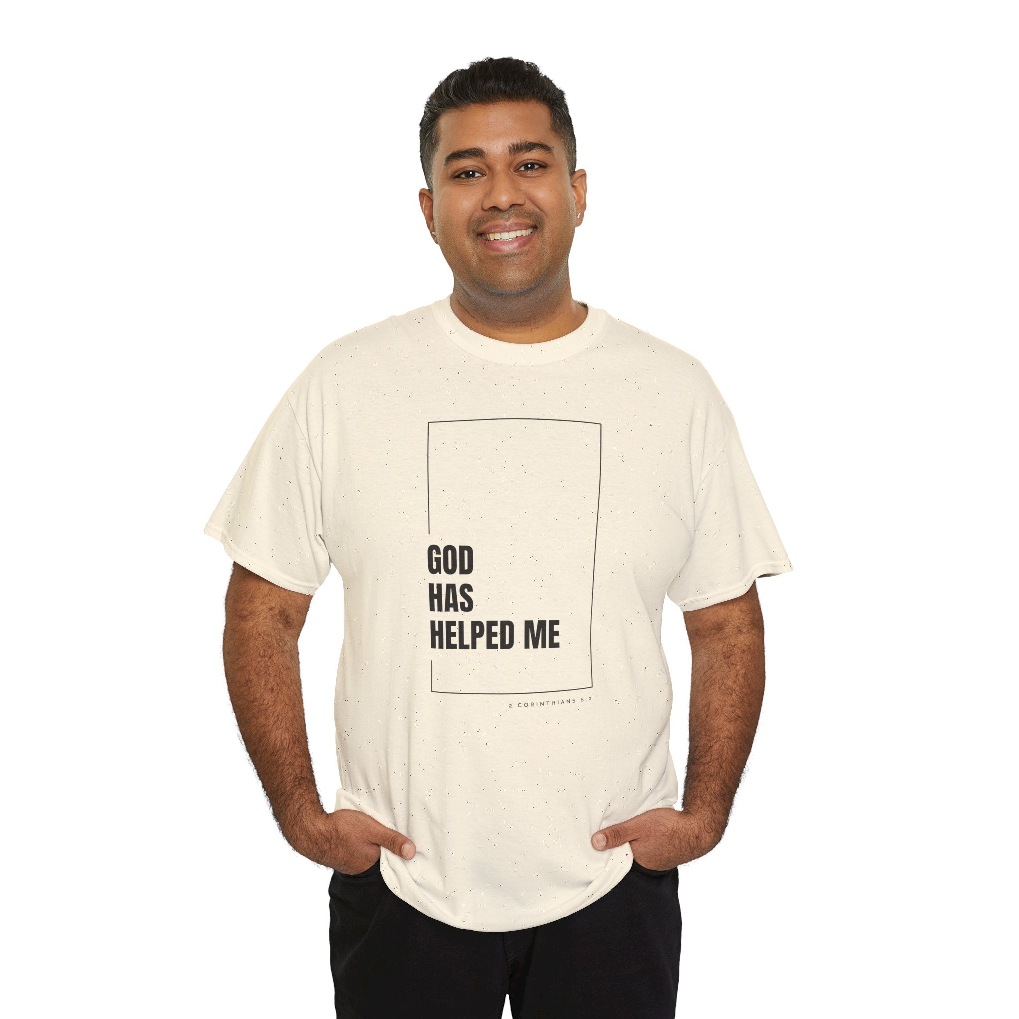God Has Helped Me Christian T-Shirt – 2 Corinthians 6:2 Faith Tee | Unisex Heavy Cotton Shirt