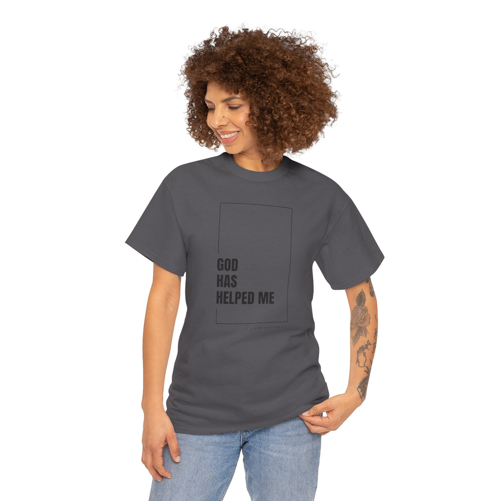 God Has Helped Me Christian T-Shirt – 2 Corinthians 6:2 Faith Tee | Unisex Heavy Cotton Shirt