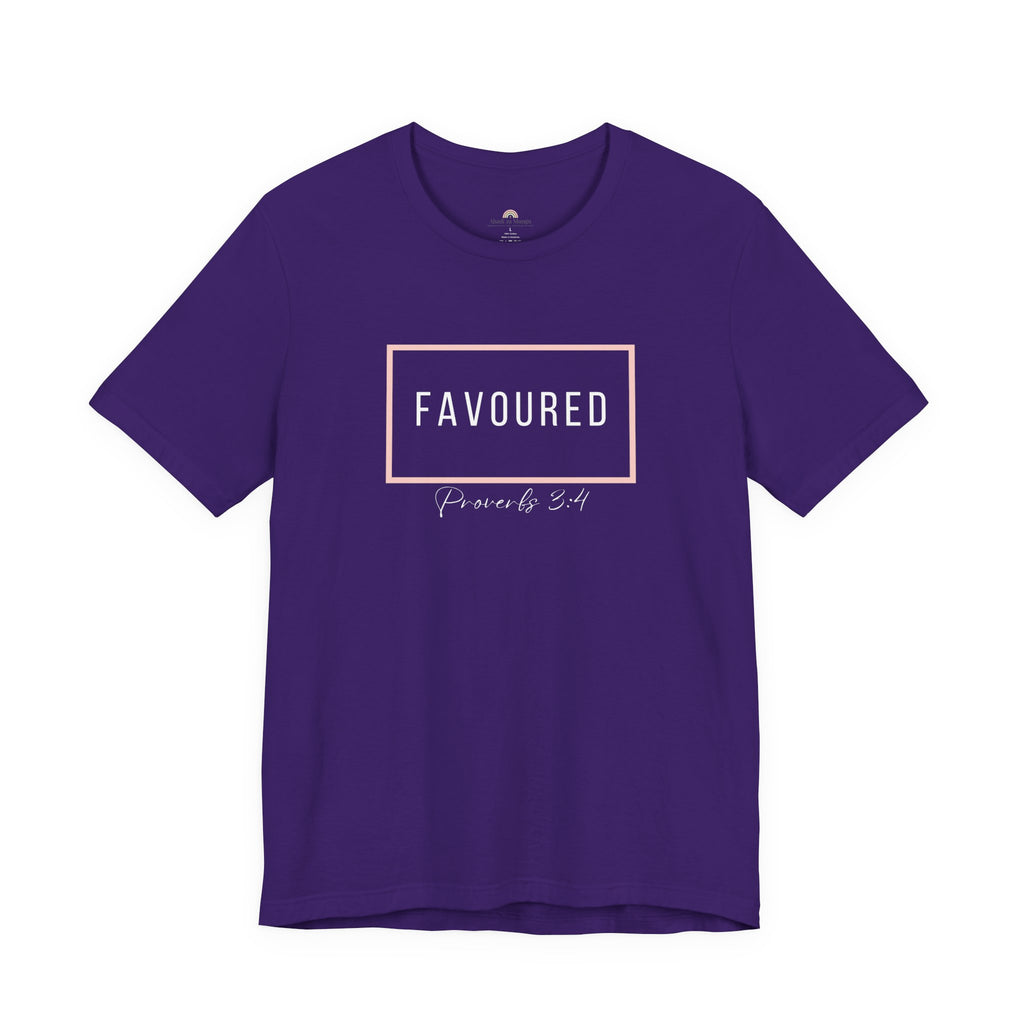 Favoured Christian T-Shirt – Proverbs 3:4 Scripture Tee | Faith-Based Unisex Shirt