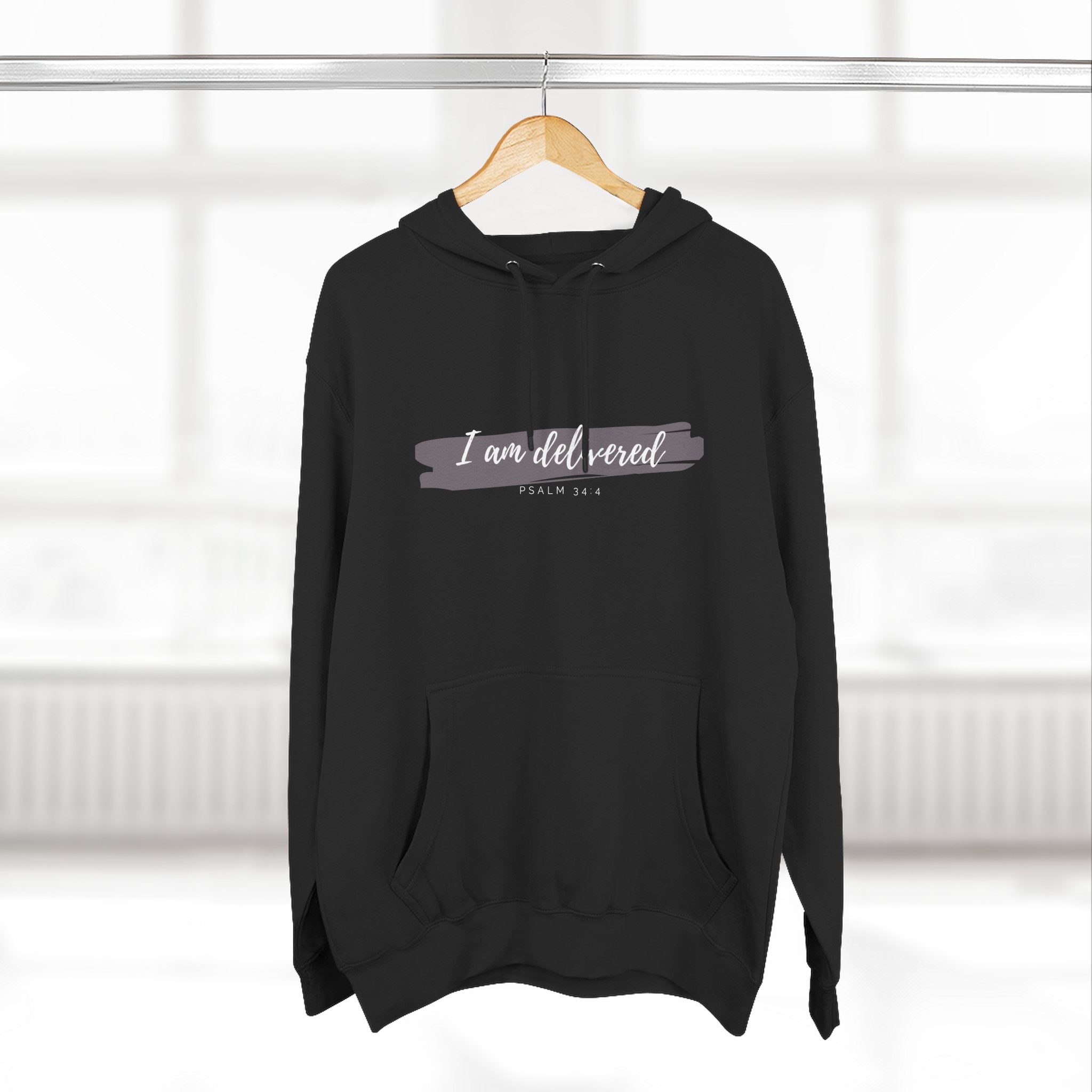 I Am Delivered Christian Hoodie — Psalm 34:4 Faith Hoodie | Inspirational Scripture Pullover | Unisex Christian Apparel