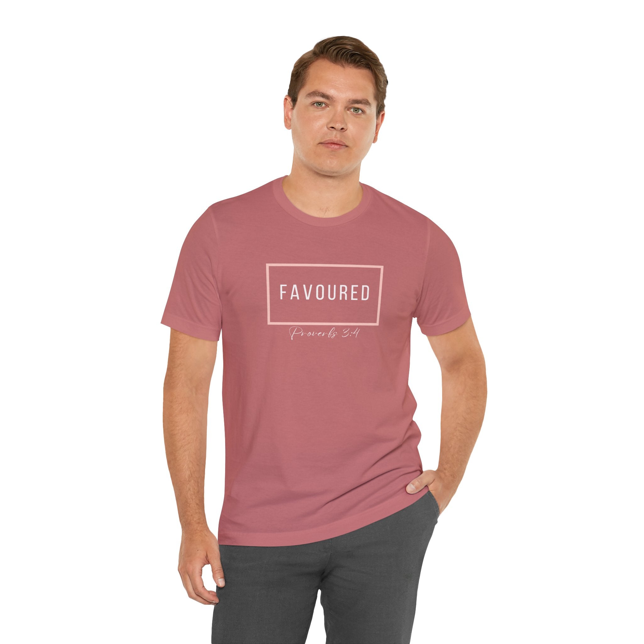 Favoured Christian T-Shirt – Proverbs 3:4 Scripture Tee | Faith-Based Unisex Shirt
