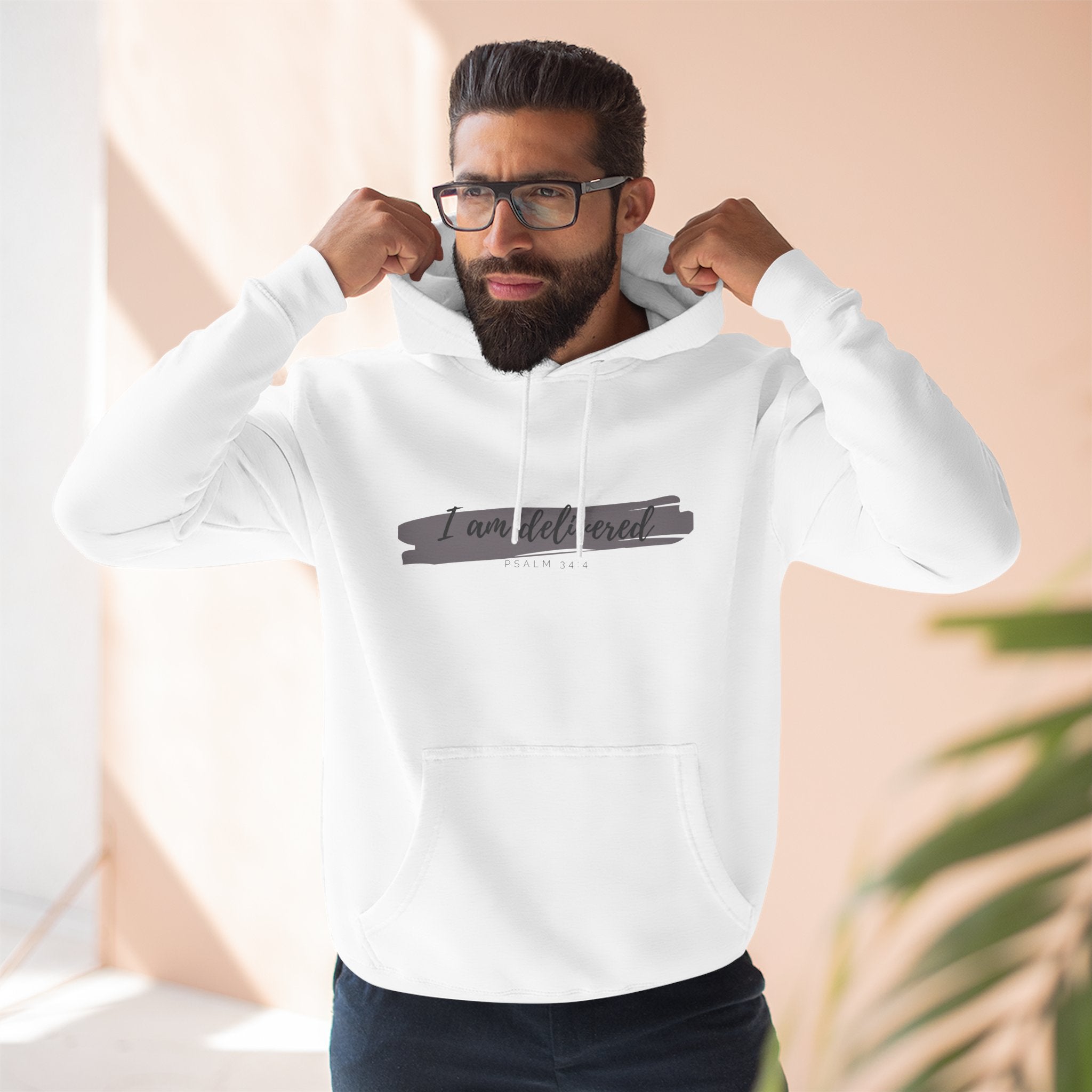 I Am Delivered Christian Hoodie — Psalm 34:4 Faith Hoodie | Inspirational Scripture Pullover | Unisex Christian Apparel