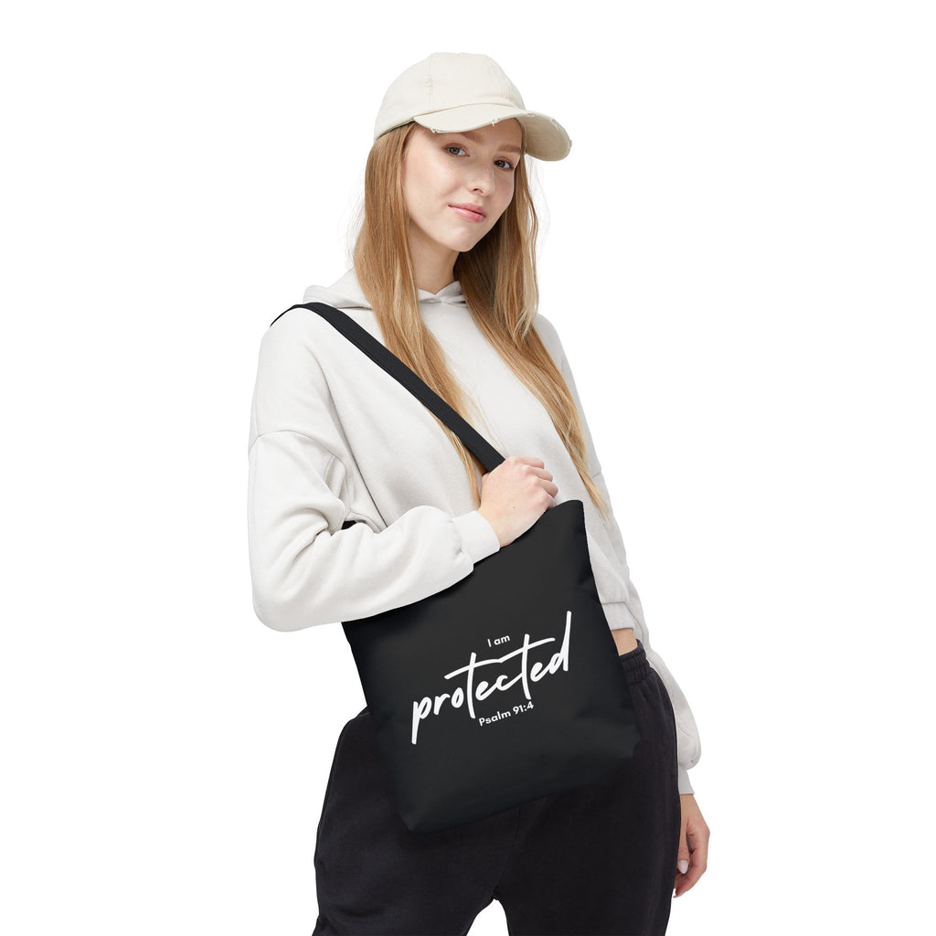 I Am Protected Tote Bag — Psalm 91:4 Christian Scripture Canvas Tote | Faith-Based Carryall