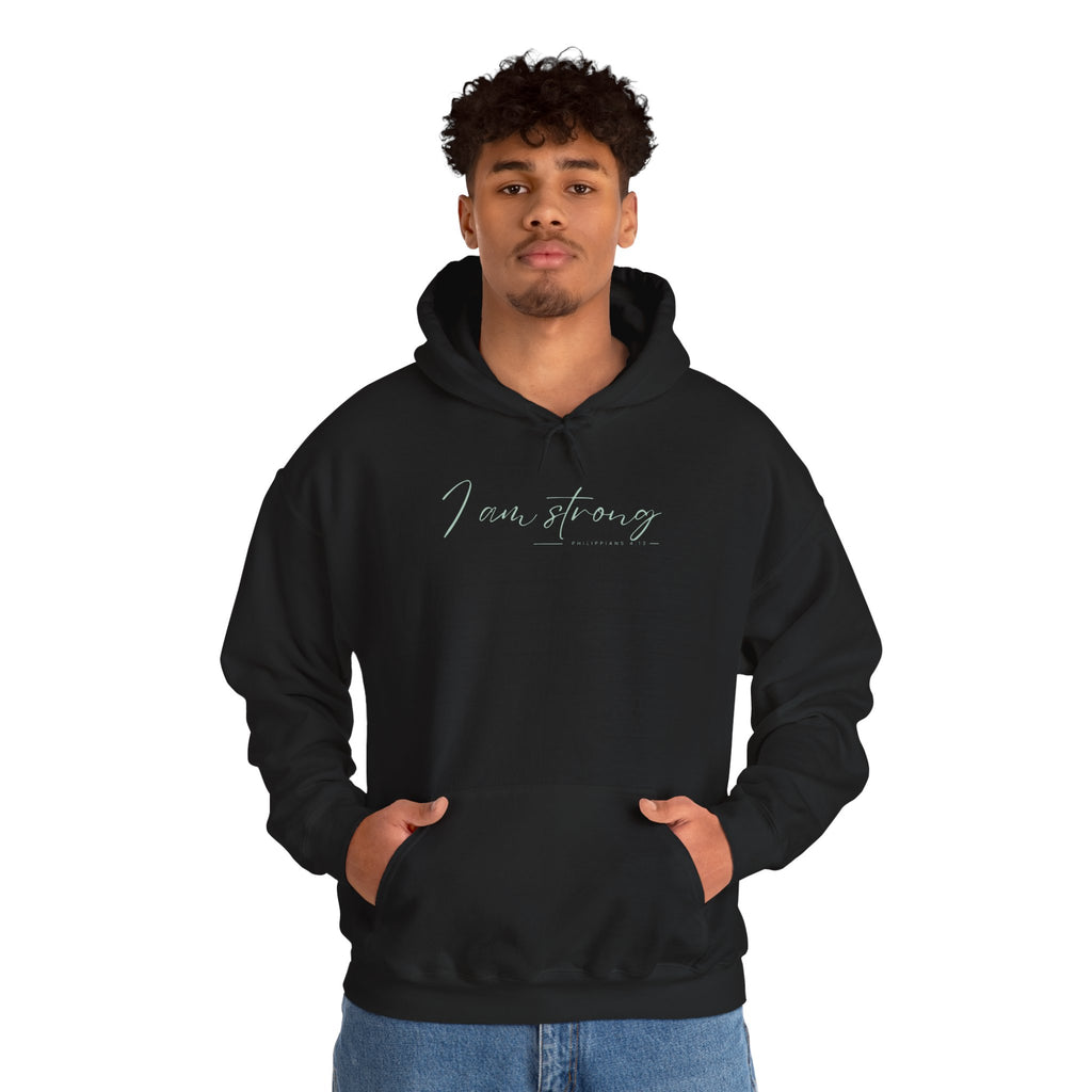 I Am Strong Hoodie – Philippians 4:13 Christian Unisex Faith Sweatshirt