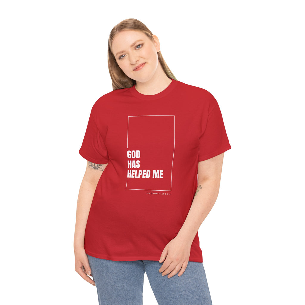 God Has Helped Me Christian T-Shirt – 2 Corinthians 6:2 Faith Tee | Unisex Heavy Cotton Shirt