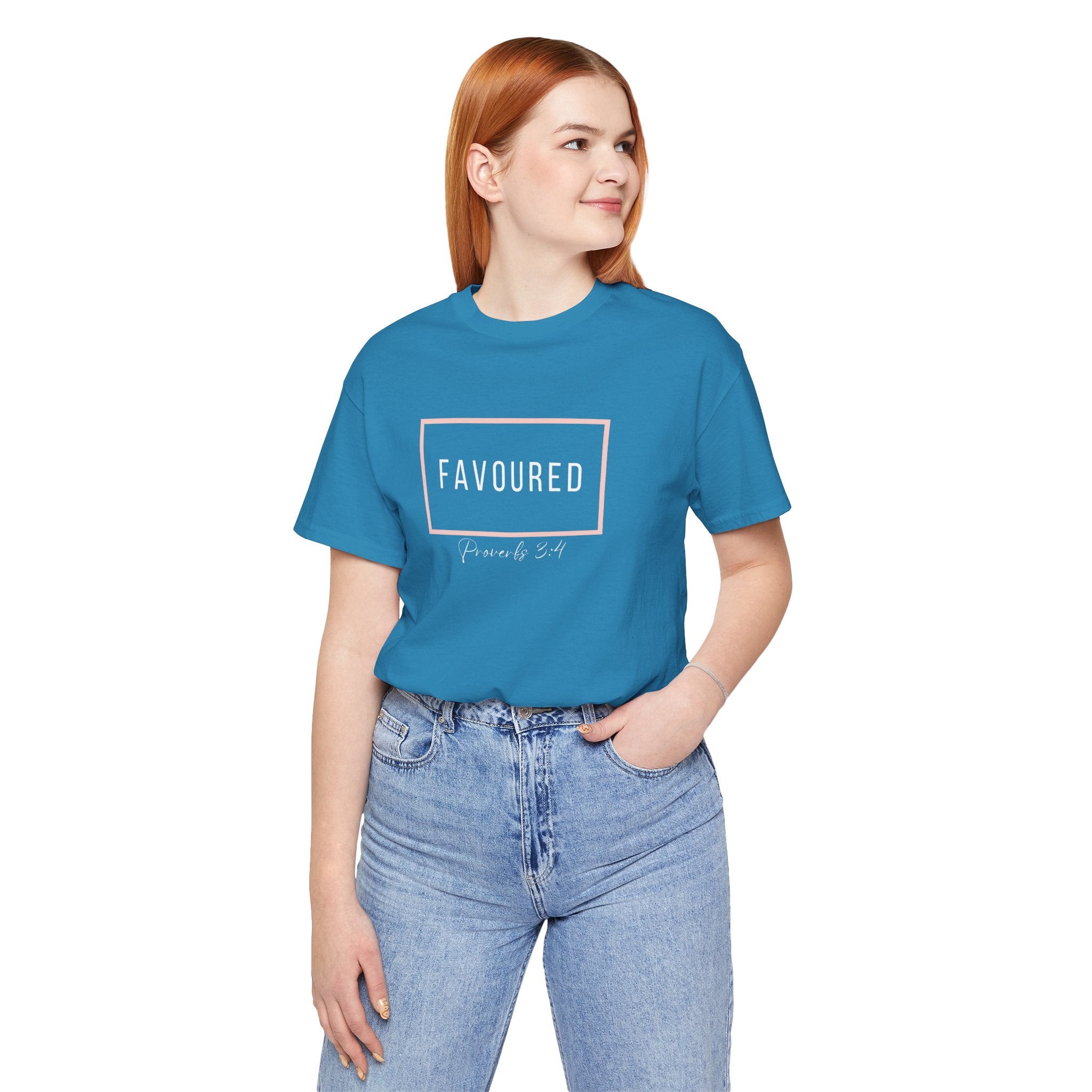 Favoured Christian T-Shirt – Proverbs 3:4 Scripture Tee | Faith-Based Unisex Shirt