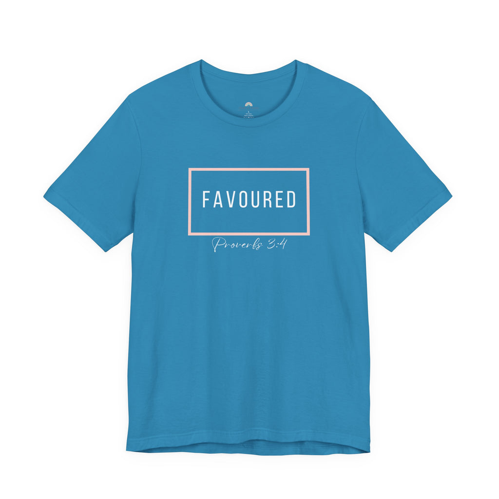 Favoured Christian T-Shirt – Proverbs 3:4 Scripture Tee | Faith-Based Unisex Shirt
