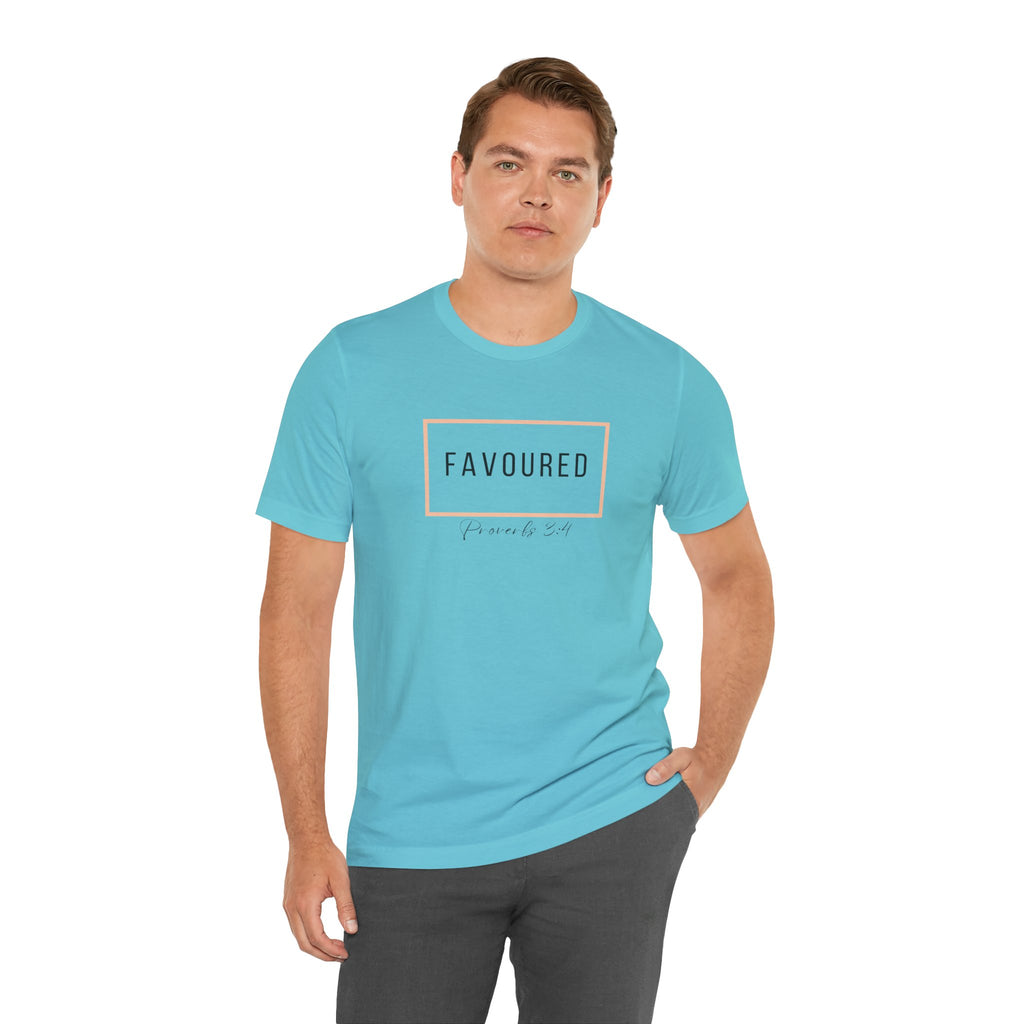 Favoured Christian T-Shirt – Proverbs 3:4 Scripture Tee | Faith-Based Unisex Shirt