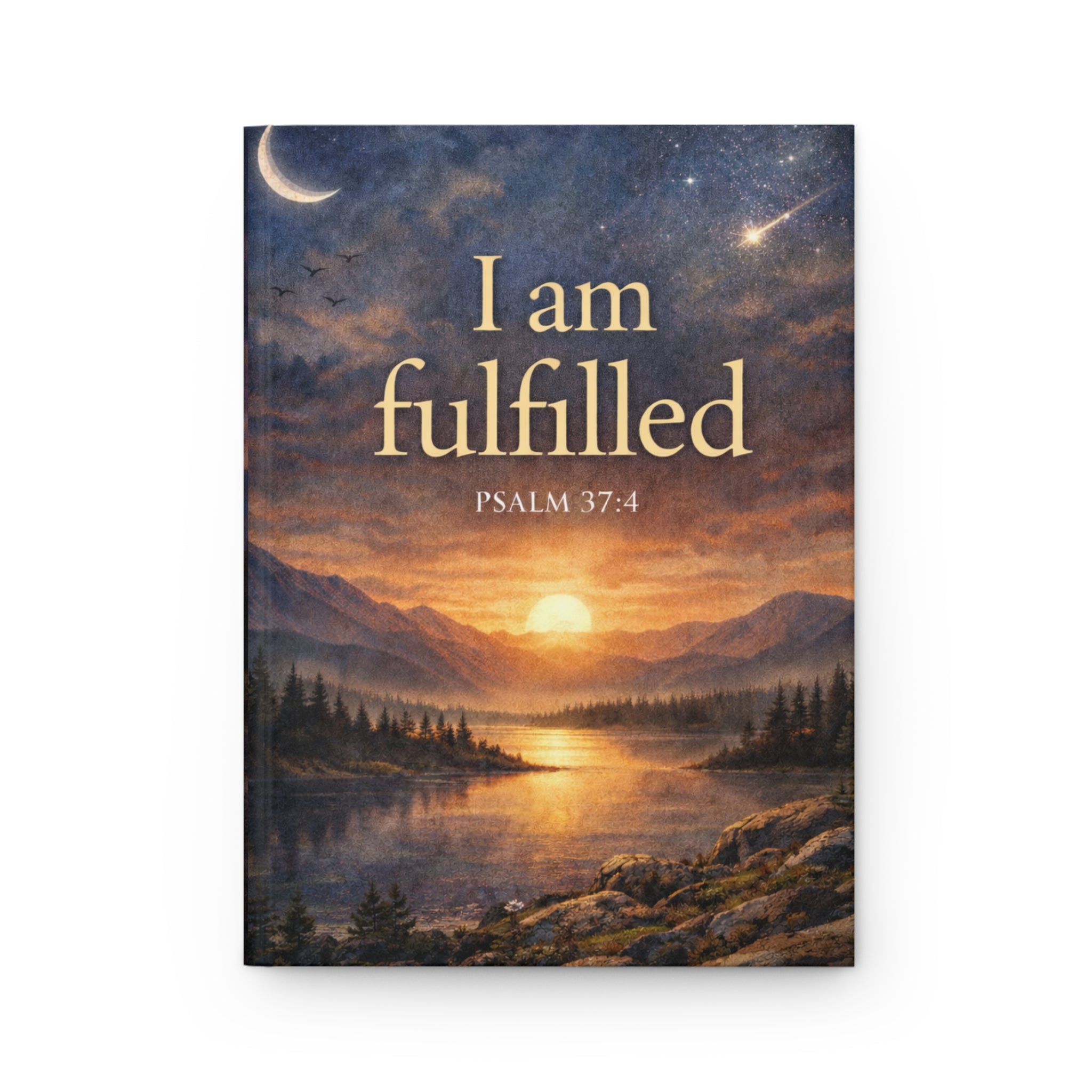 I Am Fulfilled Hardcover Journal — Psalm 37:4 Christian Scripture Notebook | Matte Faith Journal
