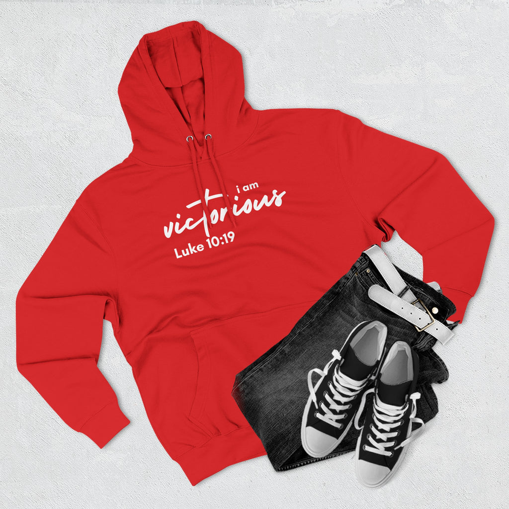 I Am Victorious Hoodie — Luke 10:19 Christian Scripture Fleece Pullover