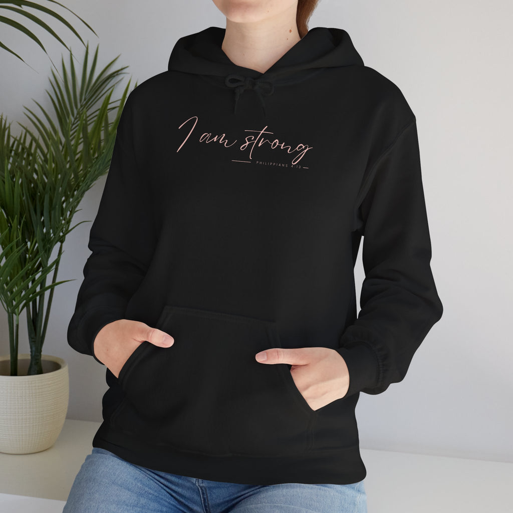 I Am Strong Hoodie – Philippians 4:13 Christian Unisex Faith Sweatshirt