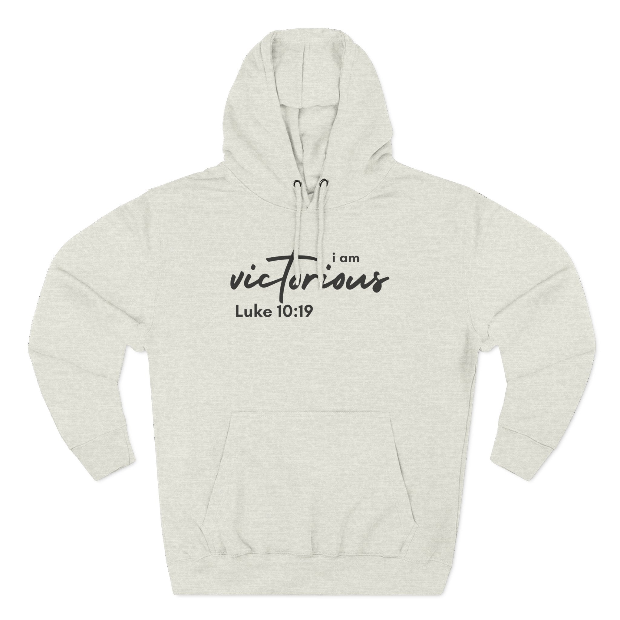 I Am Victorious Hoodie — Luke 10:19 Christian Scripture Fleece Pullover