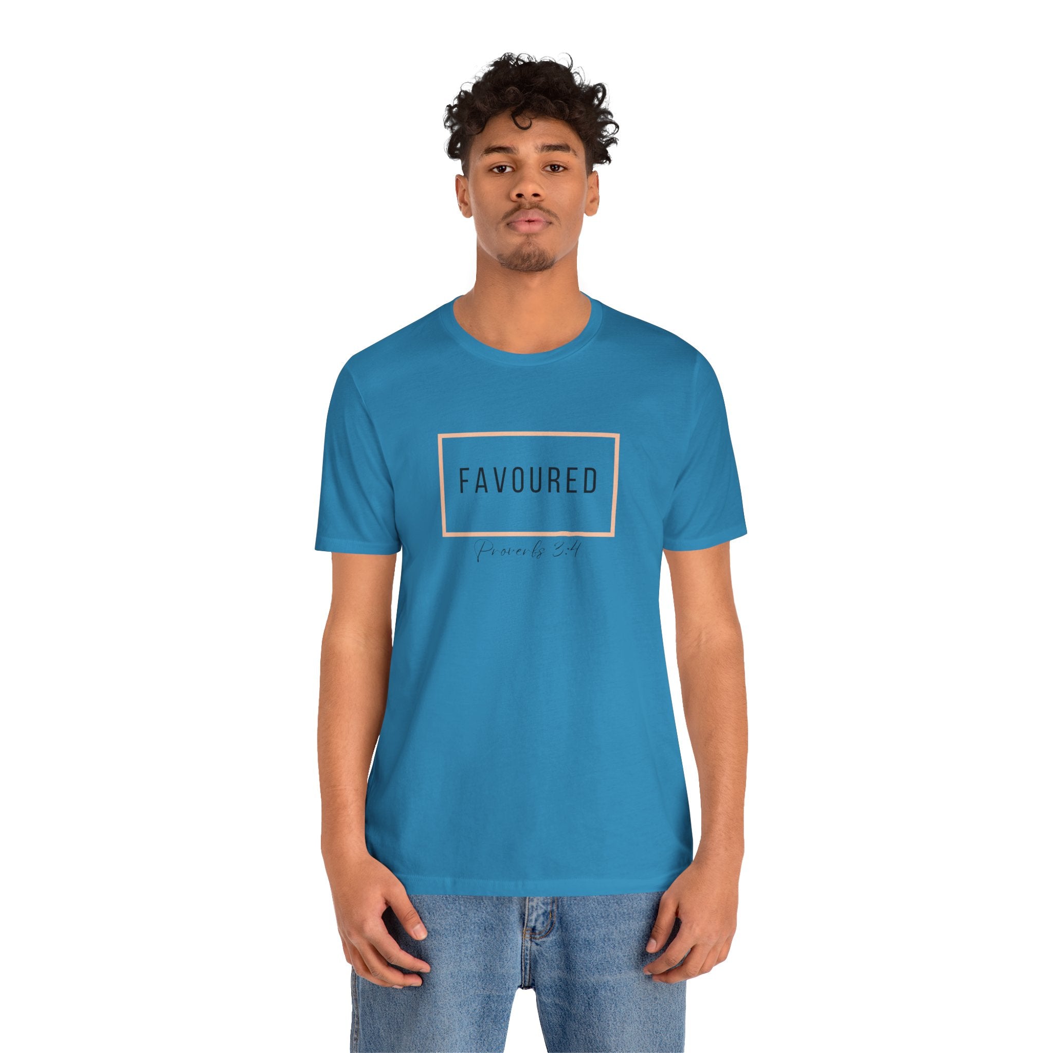 Favoured Christian T-Shirt – Proverbs 3:4 Scripture Tee | Faith-Based Unisex Shirt