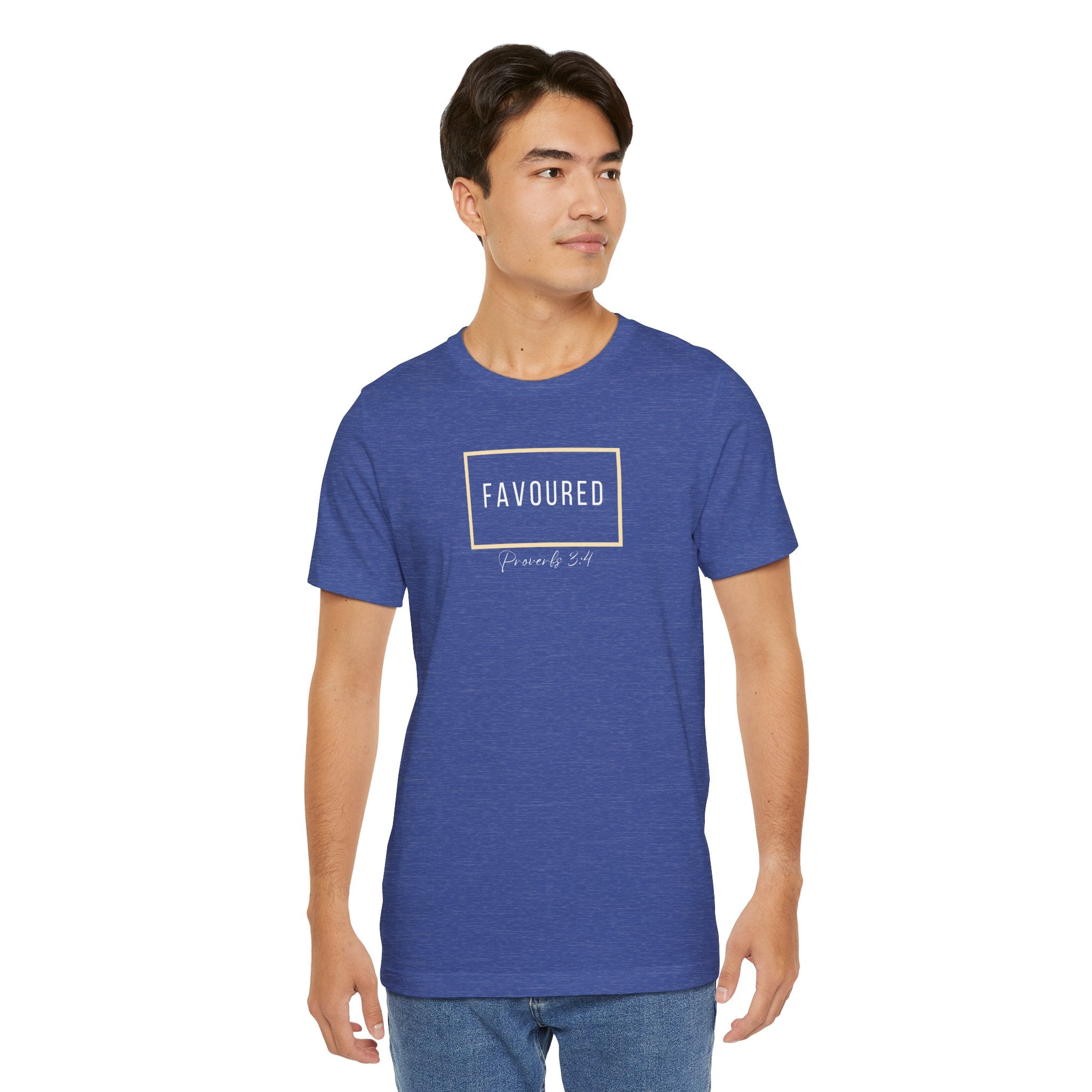 Favoured Christian T-Shirt – Proverbs 3:4 Scripture Tee | Faith-Based Unisex Shirt