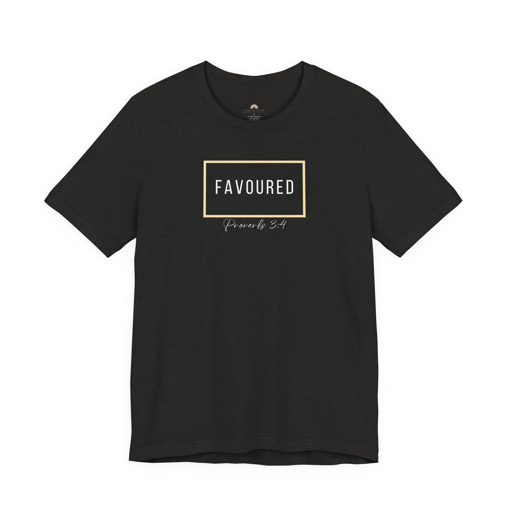 Favoured Christian T-Shirt – Proverbs 3:4 Scripture Tee | Faith-Based Unisex Shirt