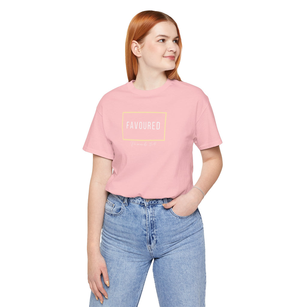 Favoured Christian T-Shirt – Proverbs 3:4 Scripture Tee | Faith-Based Unisex Shirt