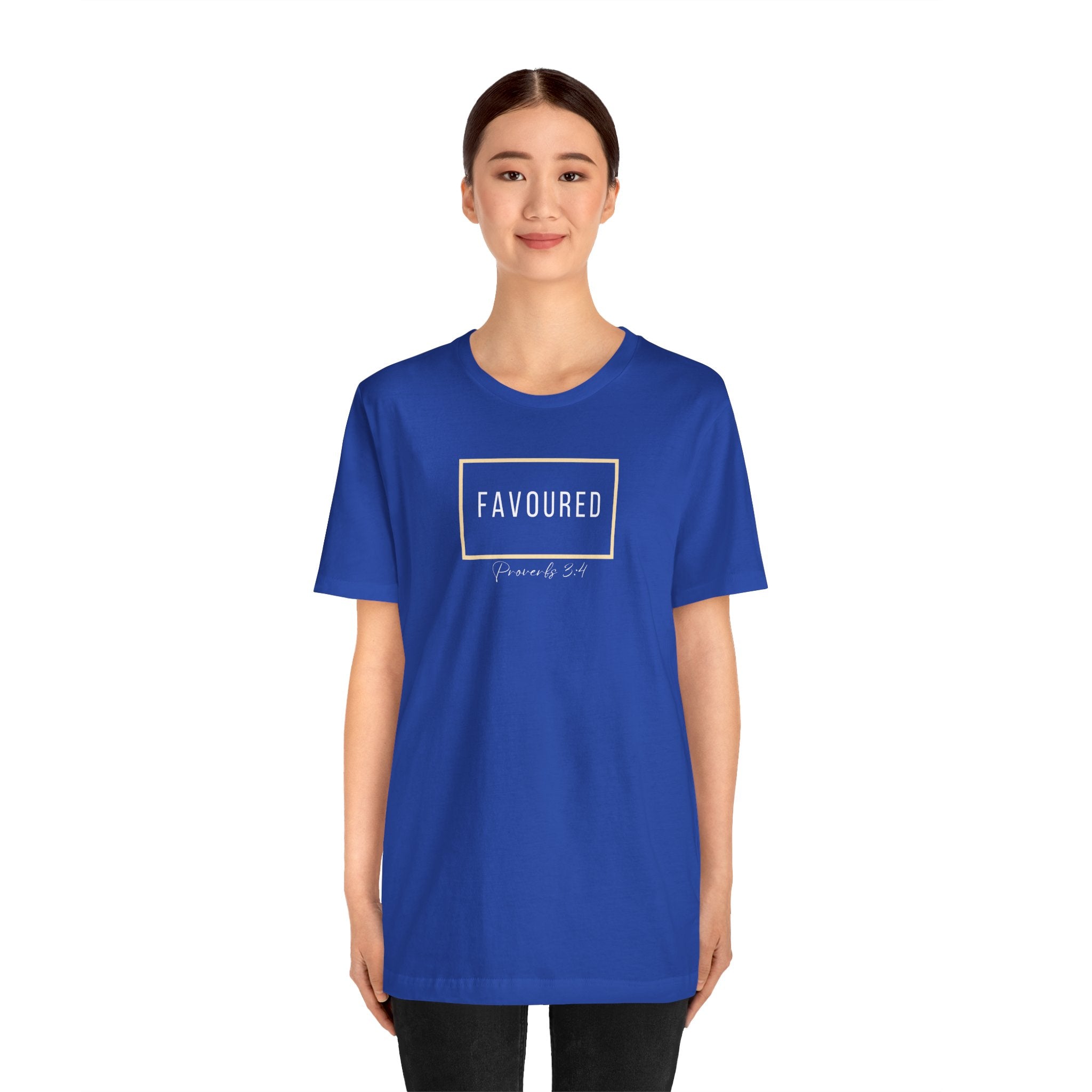 Favoured Christian T-Shirt – Proverbs 3:4 Scripture Tee | Faith-Based Unisex Shirt
