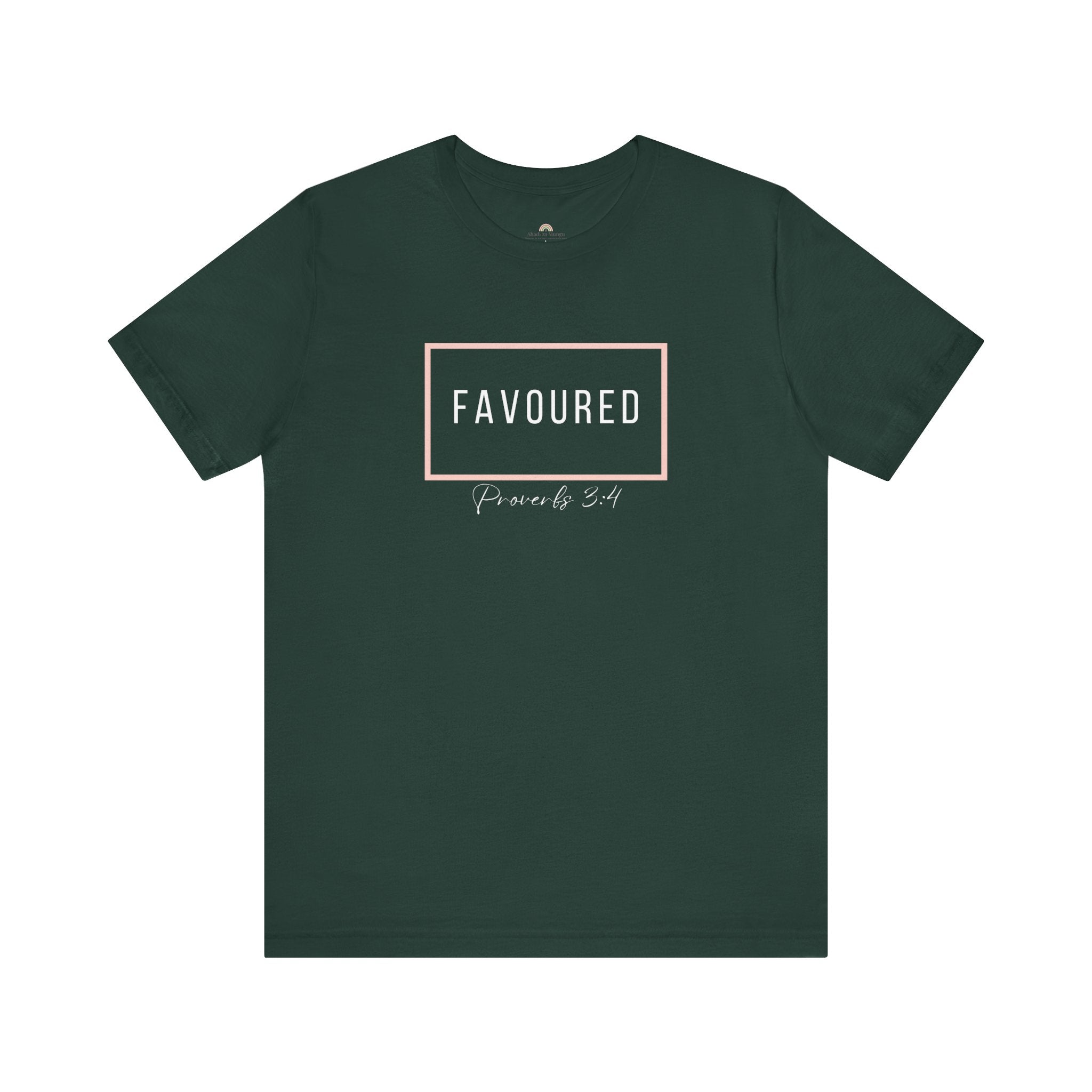 Favoured Christian T-Shirt – Proverbs 3:4 Scripture Tee | Faith-Based Unisex Shirt