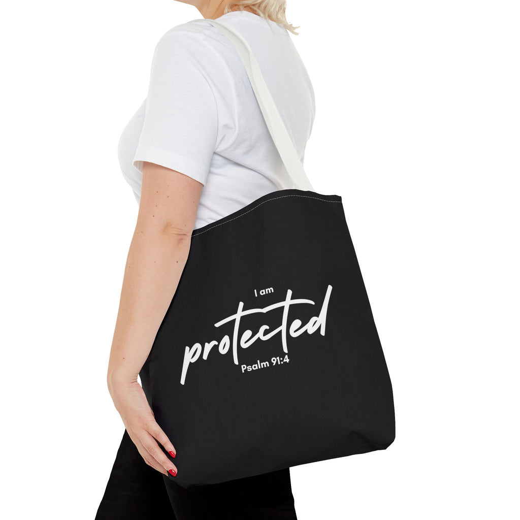 I Am Protected Tote Bag — Psalm 91:4 Christian Scripture Canvas Tote | Faith-Based Carryall