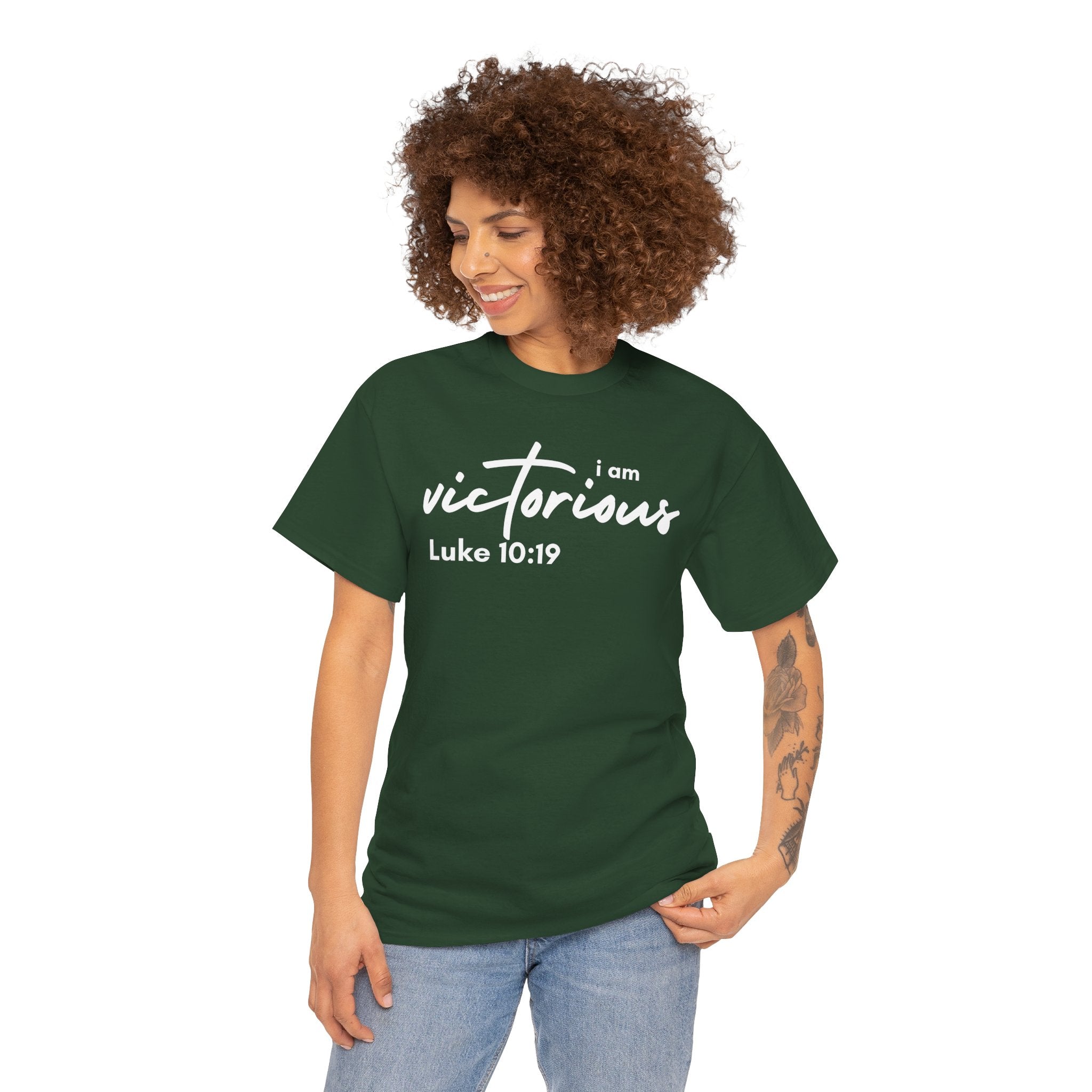 I Am Victorious Christian T-Shirt – Luke 10:19 Scripture Tee | Faith-Based Apparel
