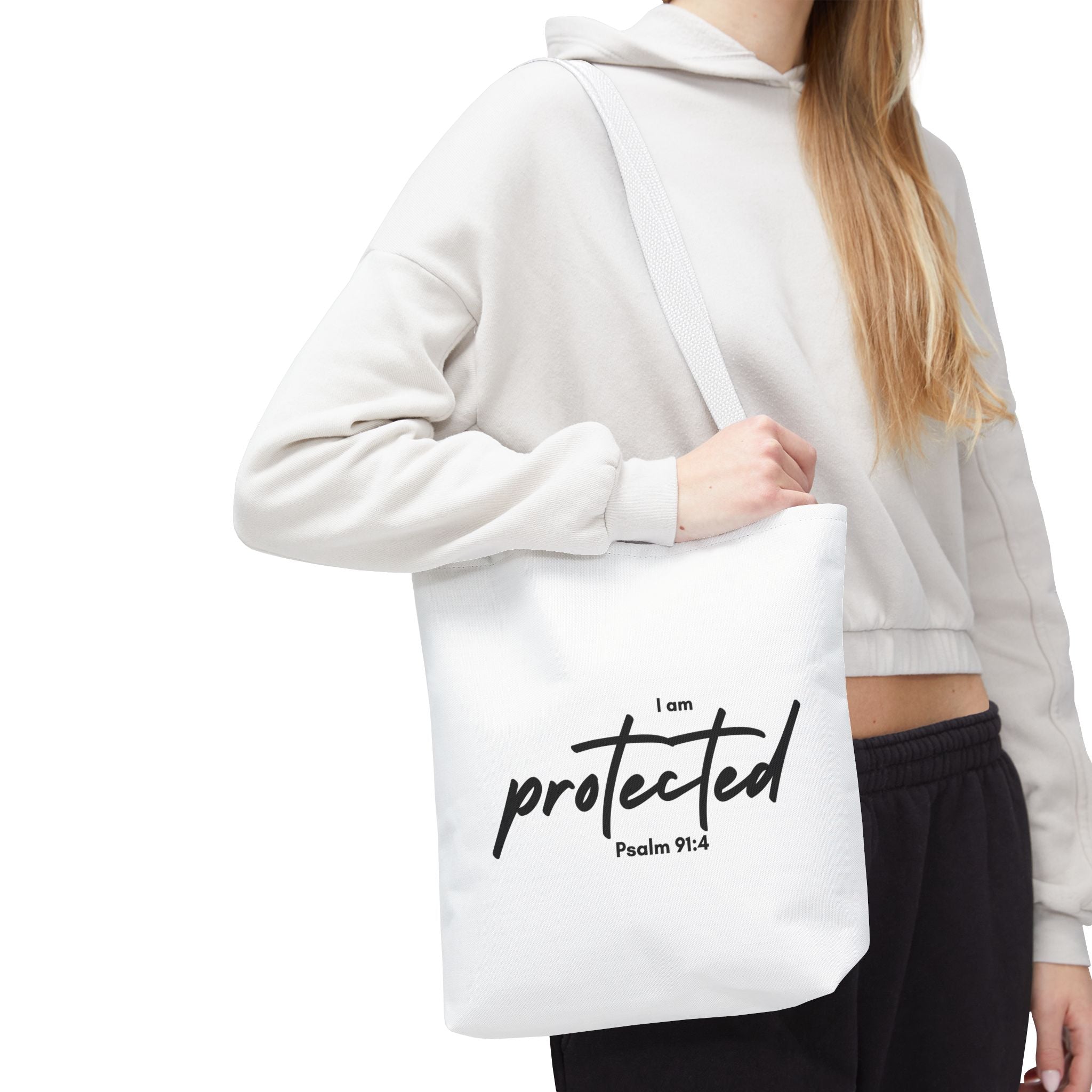 I Am Protected Tote Bag — Psalm 91:4 Christian Scripture Canvas Tote | Faith-Based Carryall
