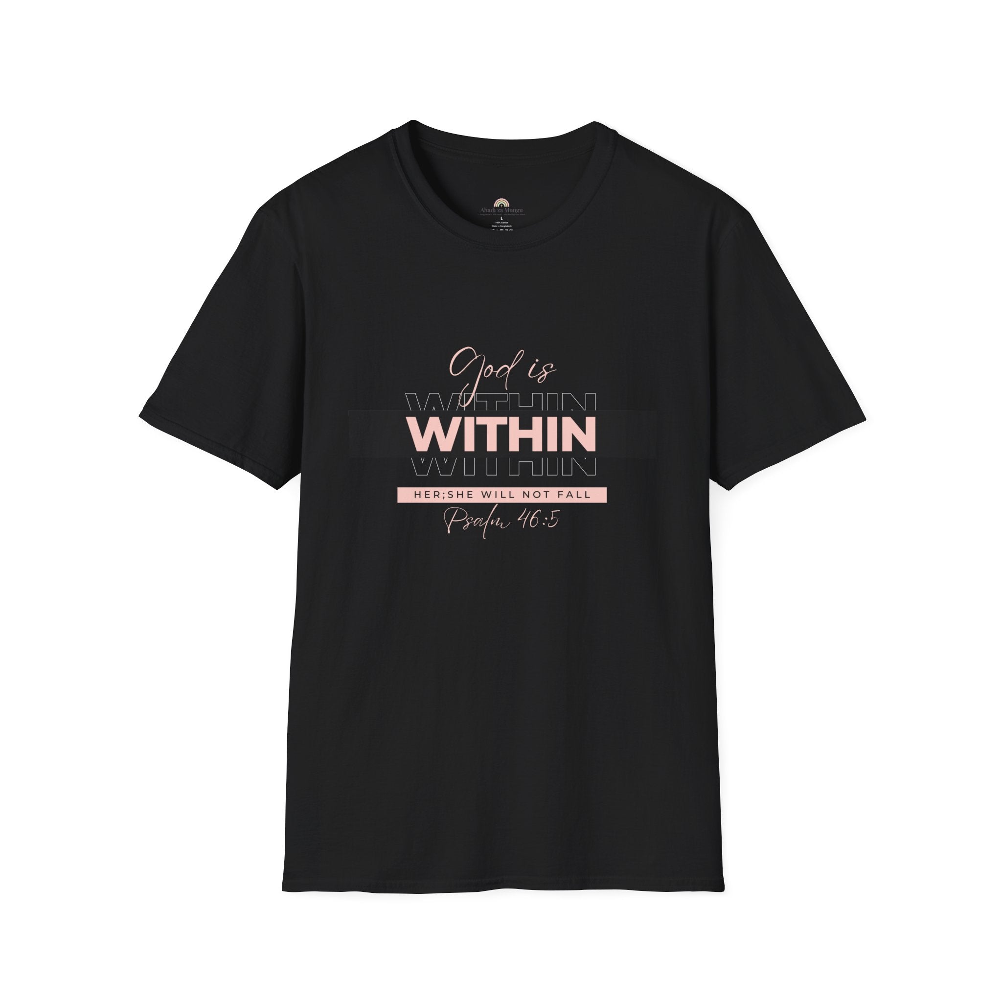 Christian T-Shirt – God Is Within Her (Psalm 46:5) – Inspirational Bible Verse Tee, Faith Apparel for Women