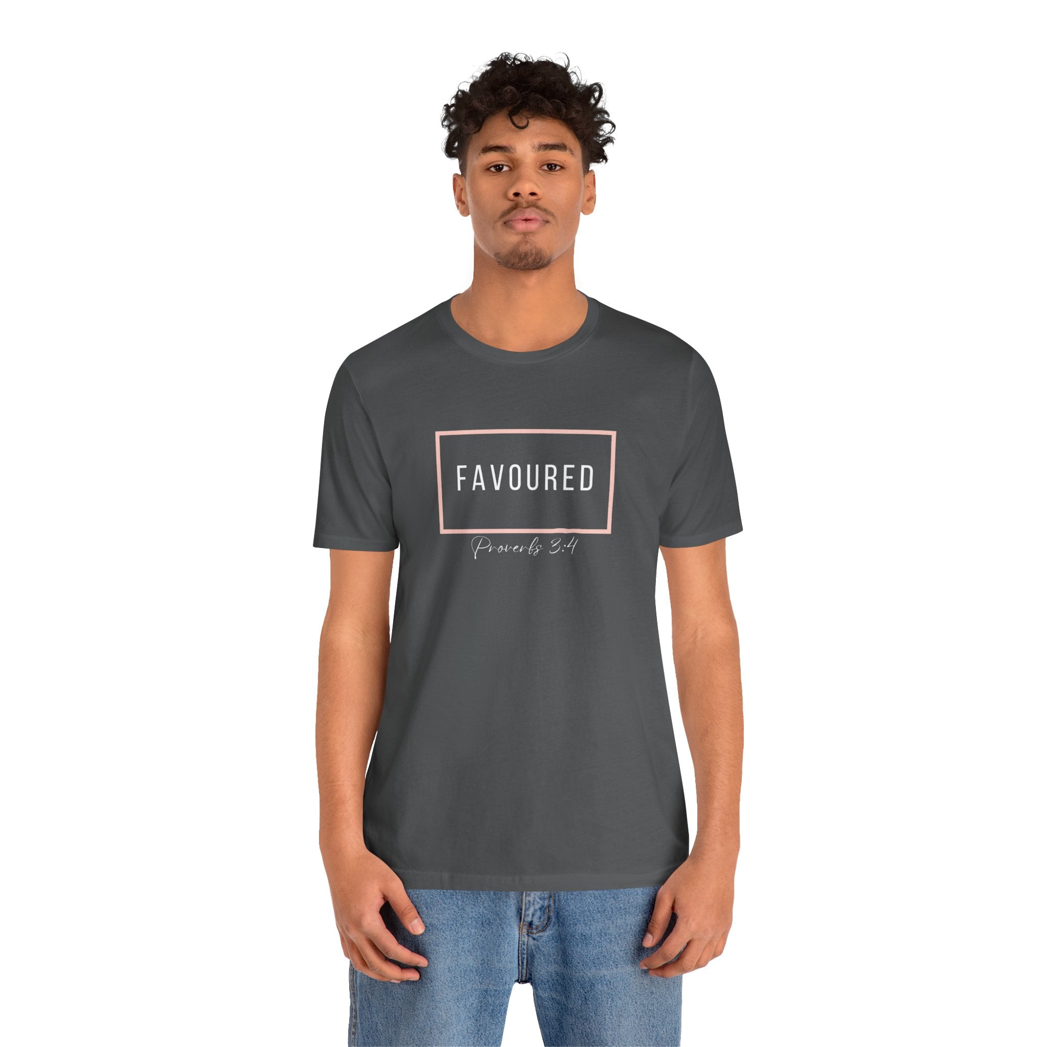Favoured Christian T-Shirt – Proverbs 3:4 Scripture Tee | Faith-Based Unisex Shirt
