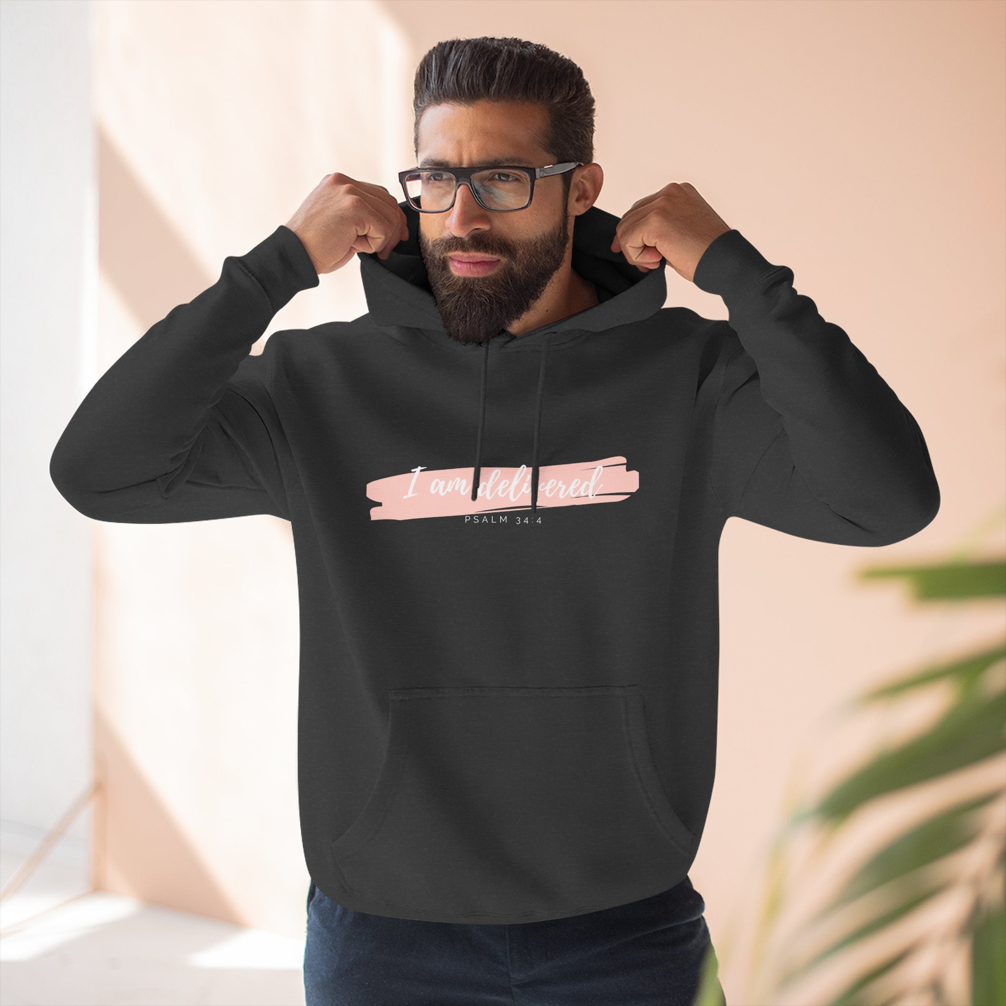 I Am Delivered Christian Hoodie — Psalm 34:4 Faith Hoodie | Inspirational Scripture Pullover | Unisex Christian Apparel