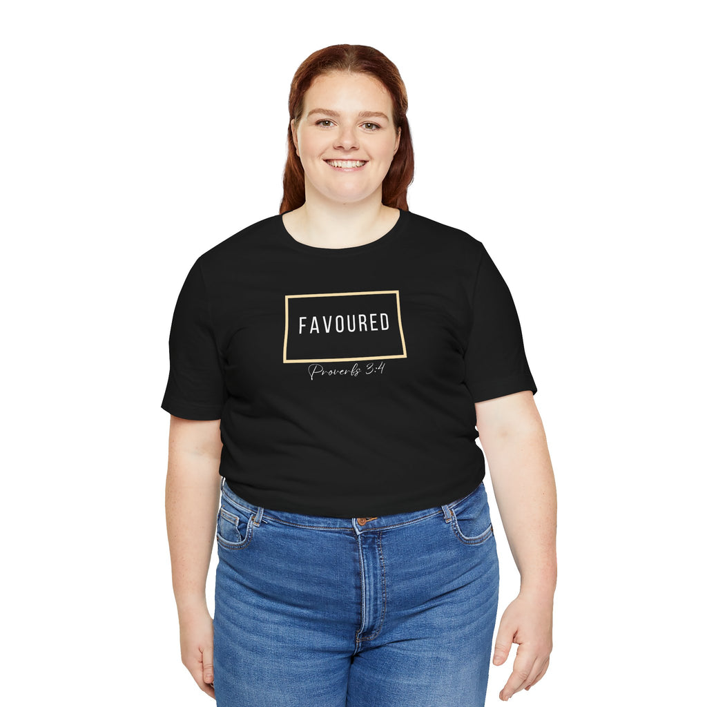 Favoured Christian T-Shirt – Proverbs 3:4 Scripture Tee | Faith-Based Unisex Shirt