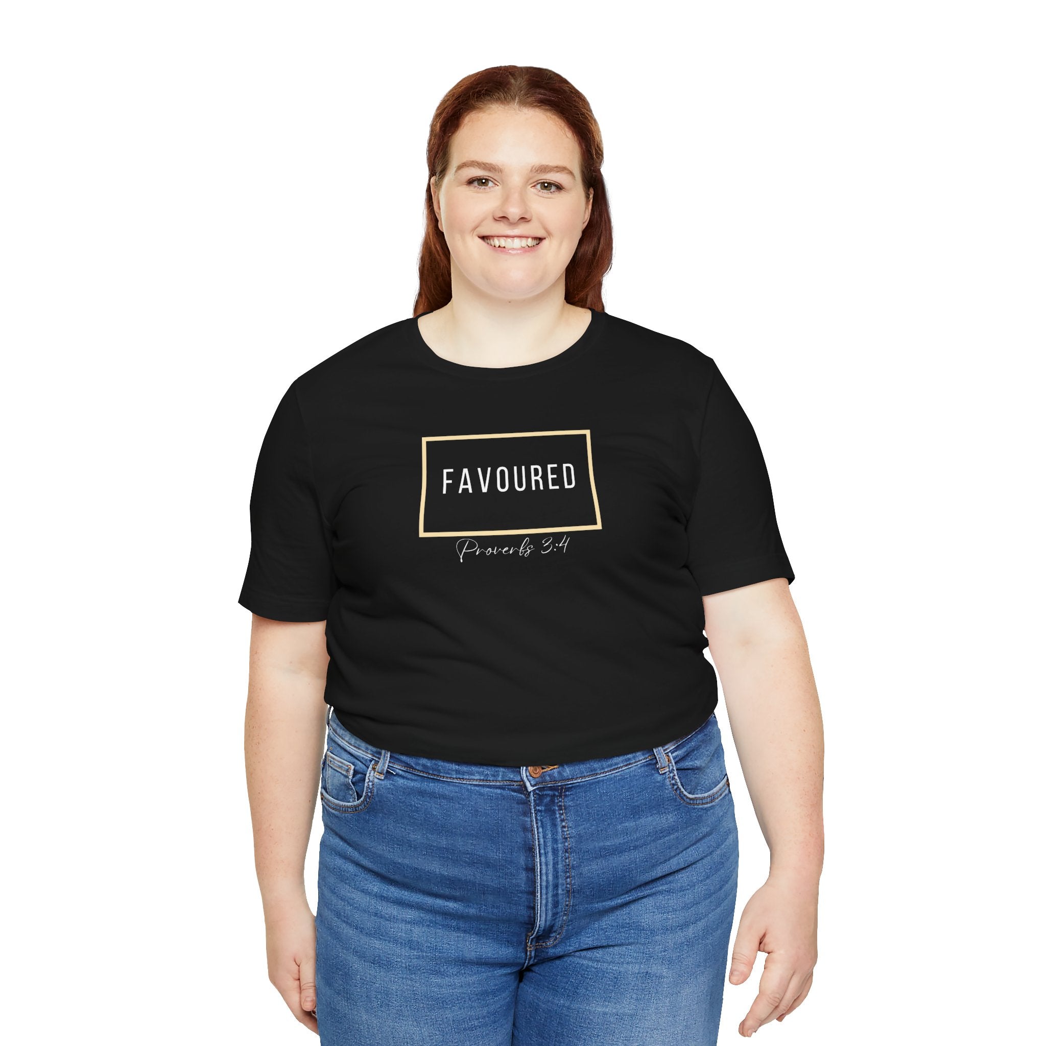Favoured Christian T-Shirt – Proverbs 3:4 Scripture Tee | Faith-Based Unisex Shirt