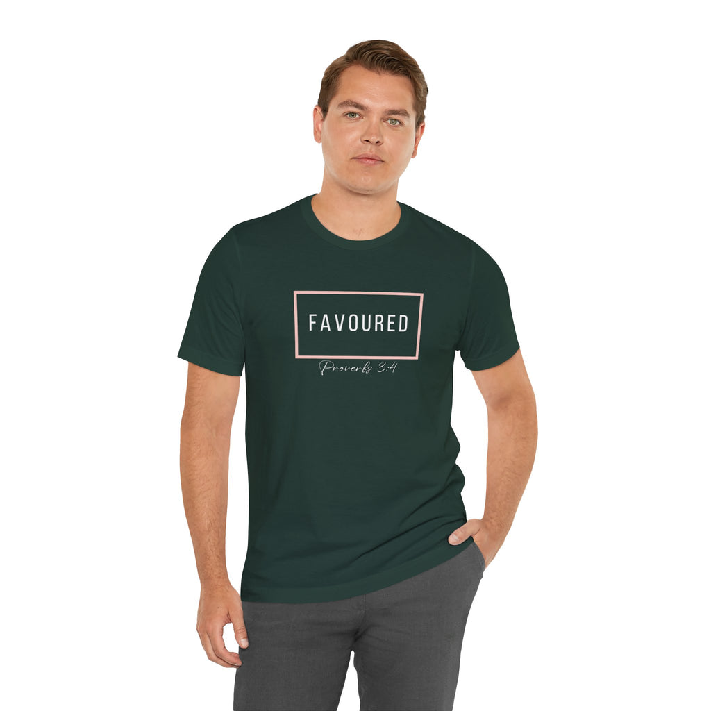 Favoured Christian T-Shirt – Proverbs 3:4 Scripture Tee | Faith-Based Unisex Shirt