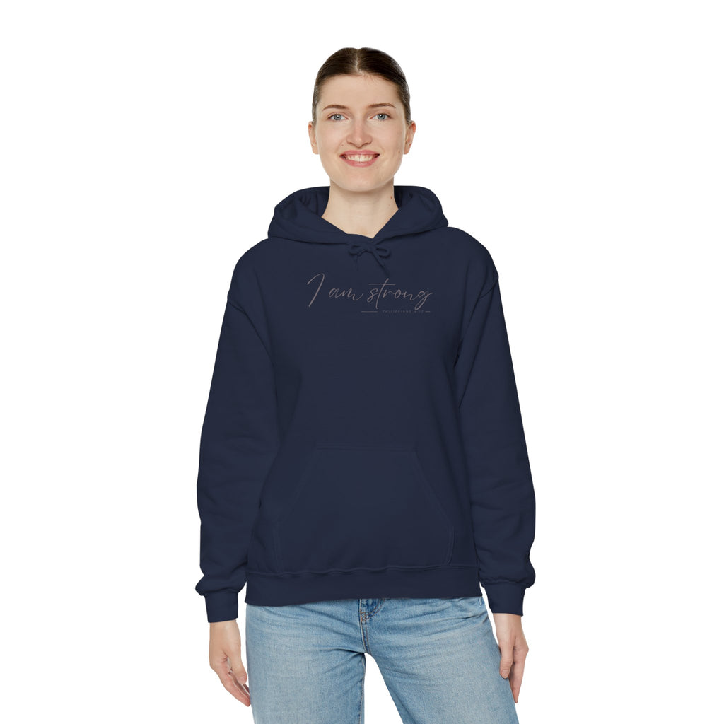 I Am Strong Hoodie – Philippians 4:13 Christian Unisex Faith Sweatshirt